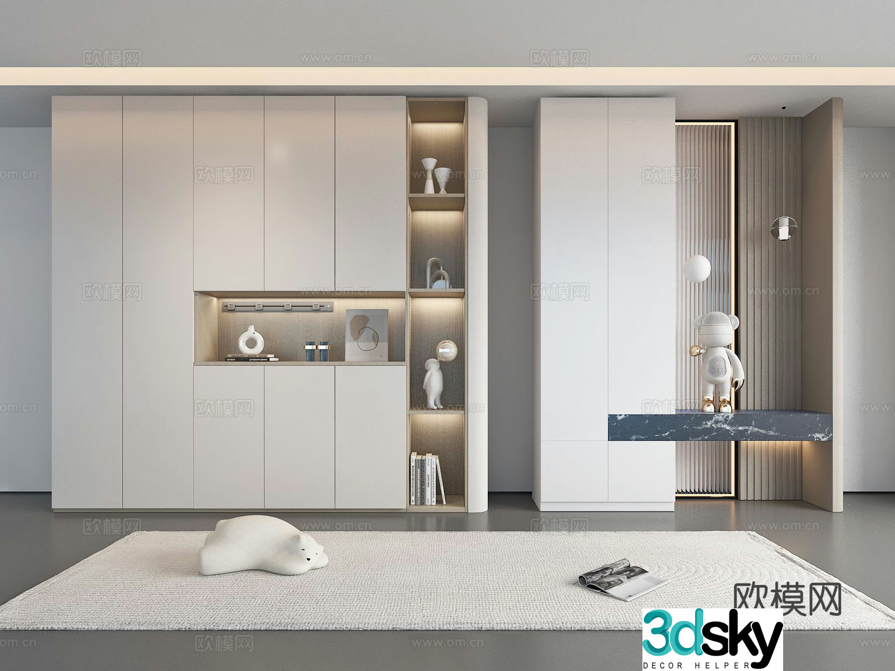 Modern partition shoe cabinet entrance shoe cabinet 3D model
