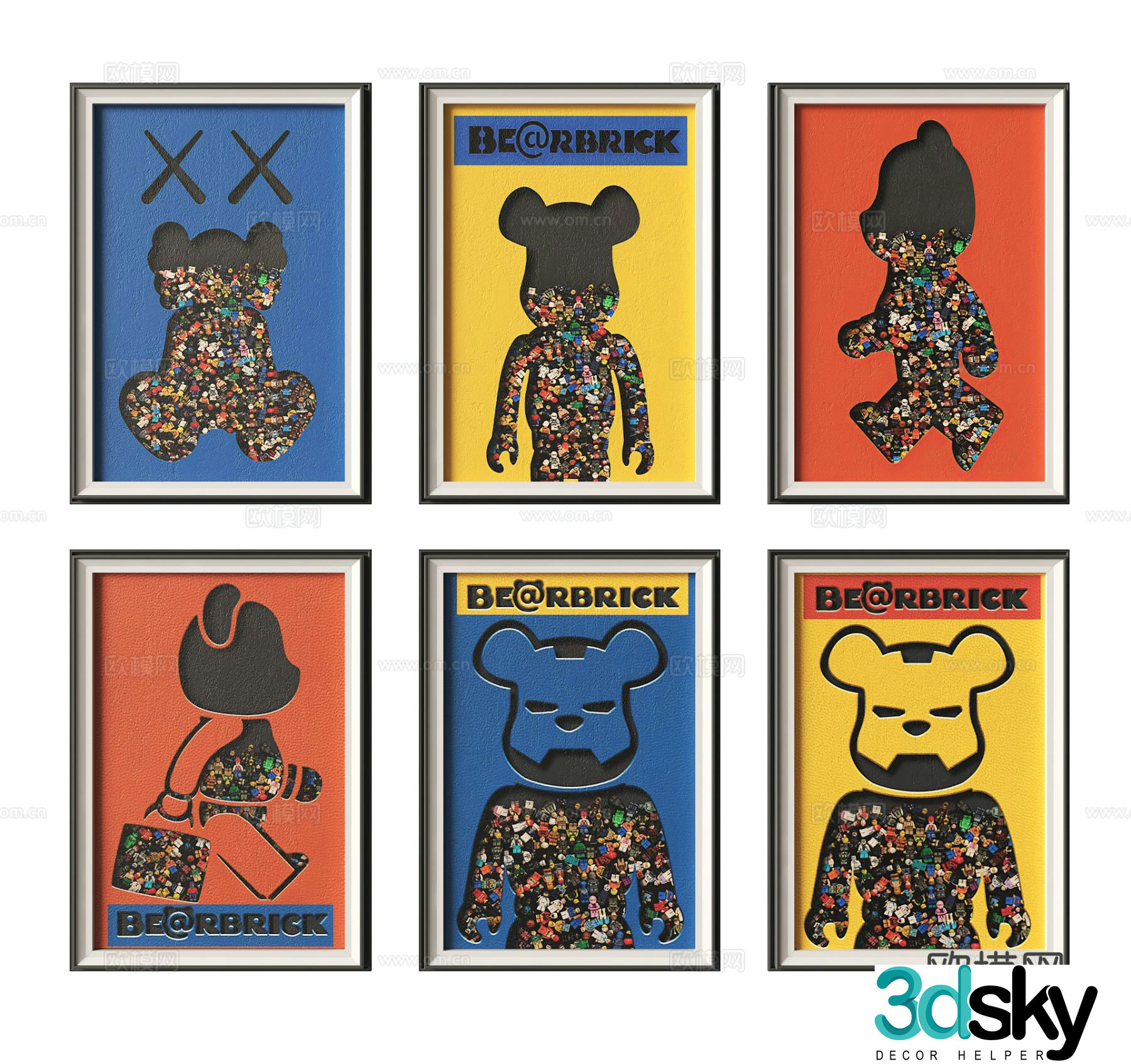 Modern decorative painting violent bear hanging painting 3d model