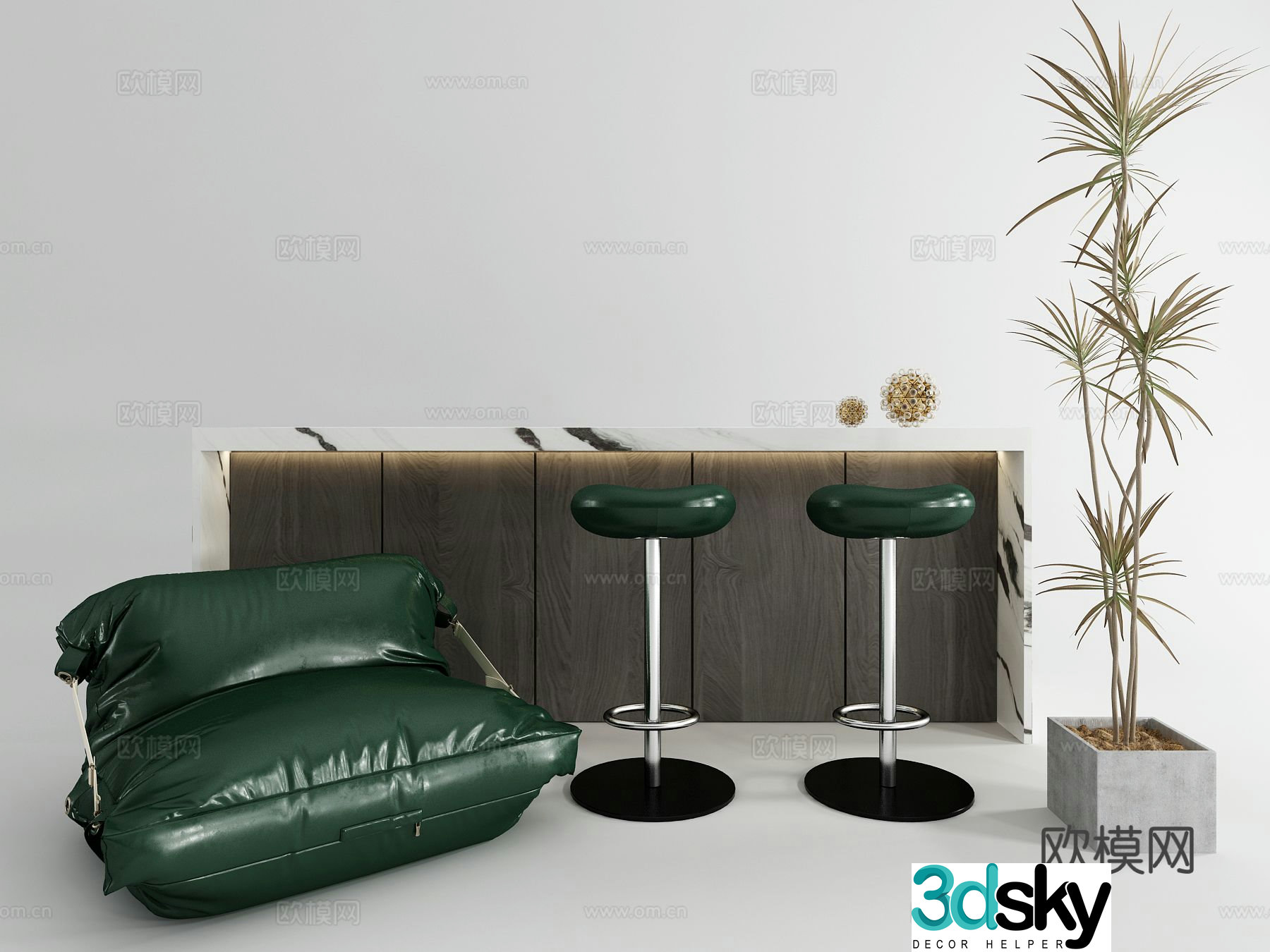 Modern bar stool 3d model