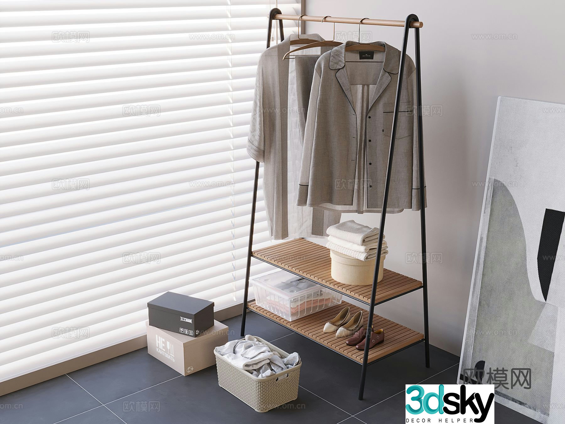 Clothes hanger floor clothes hanger 3d model