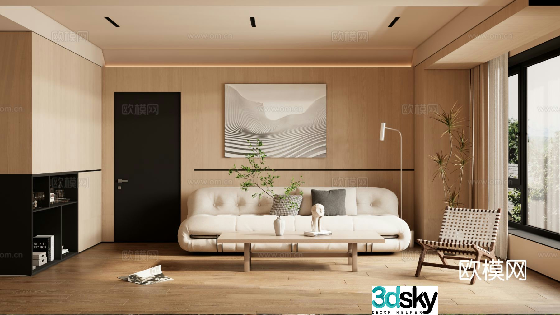 Modern minimalist living room 3d model