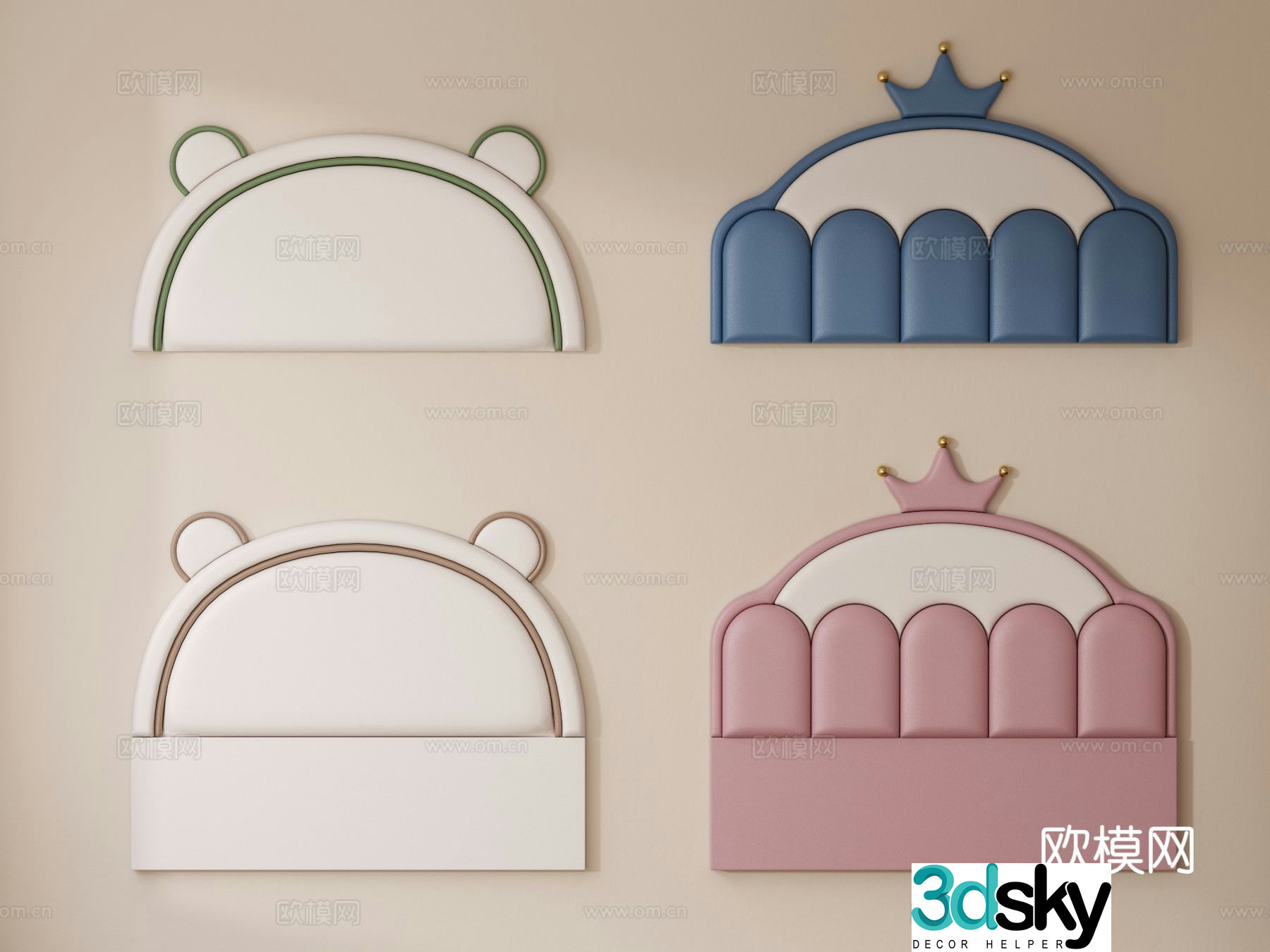 Children’s bed soft bag bedside tatami soft bag cartoon soft bag 3D model