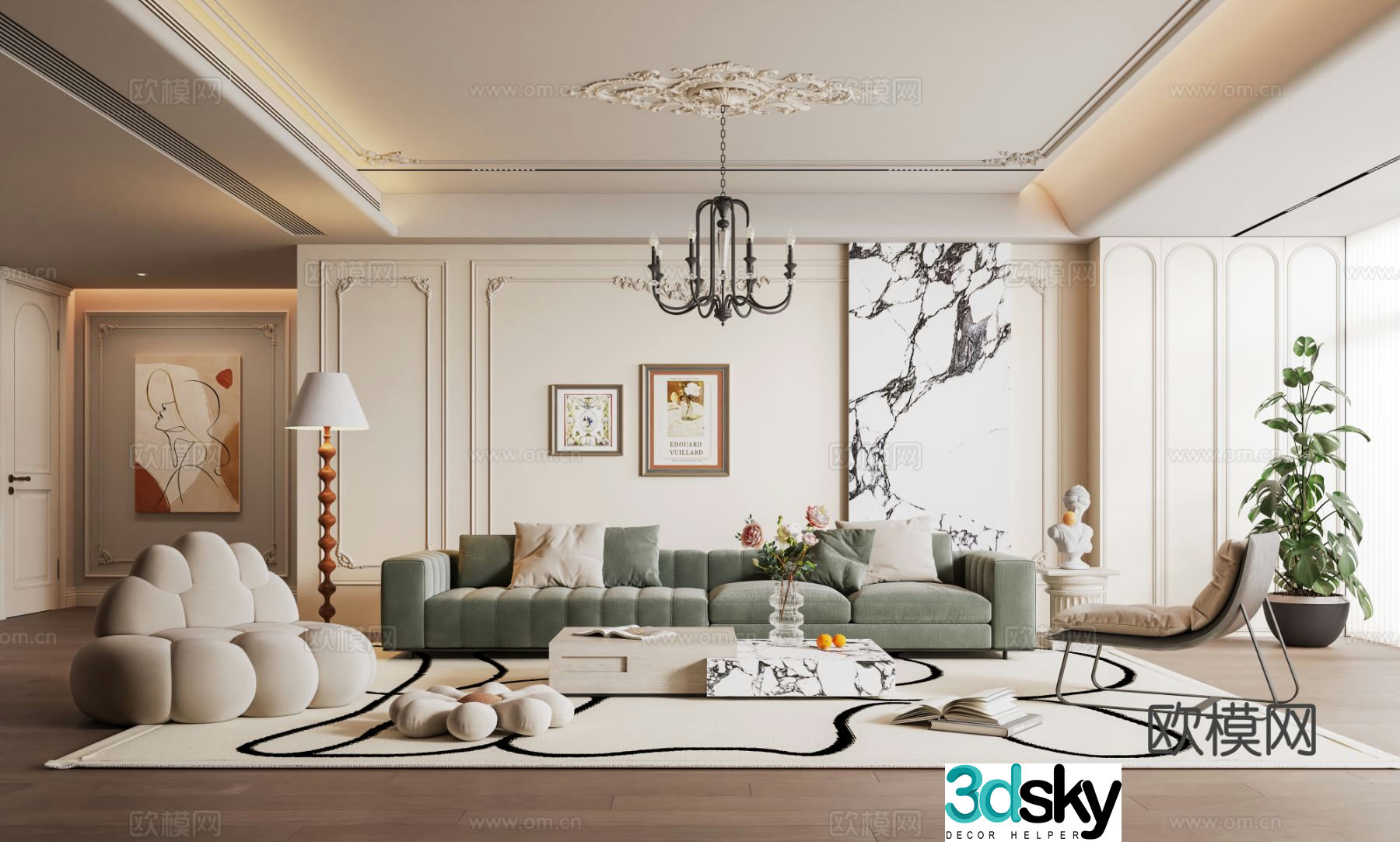 French living room 3d model