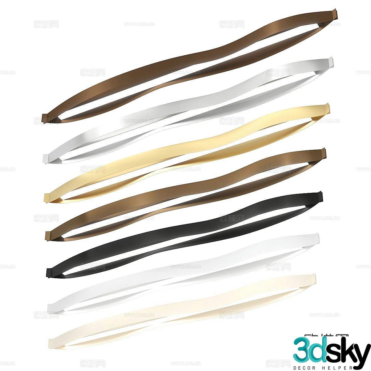 Modern minimalist chandelier long chandelier 3d model