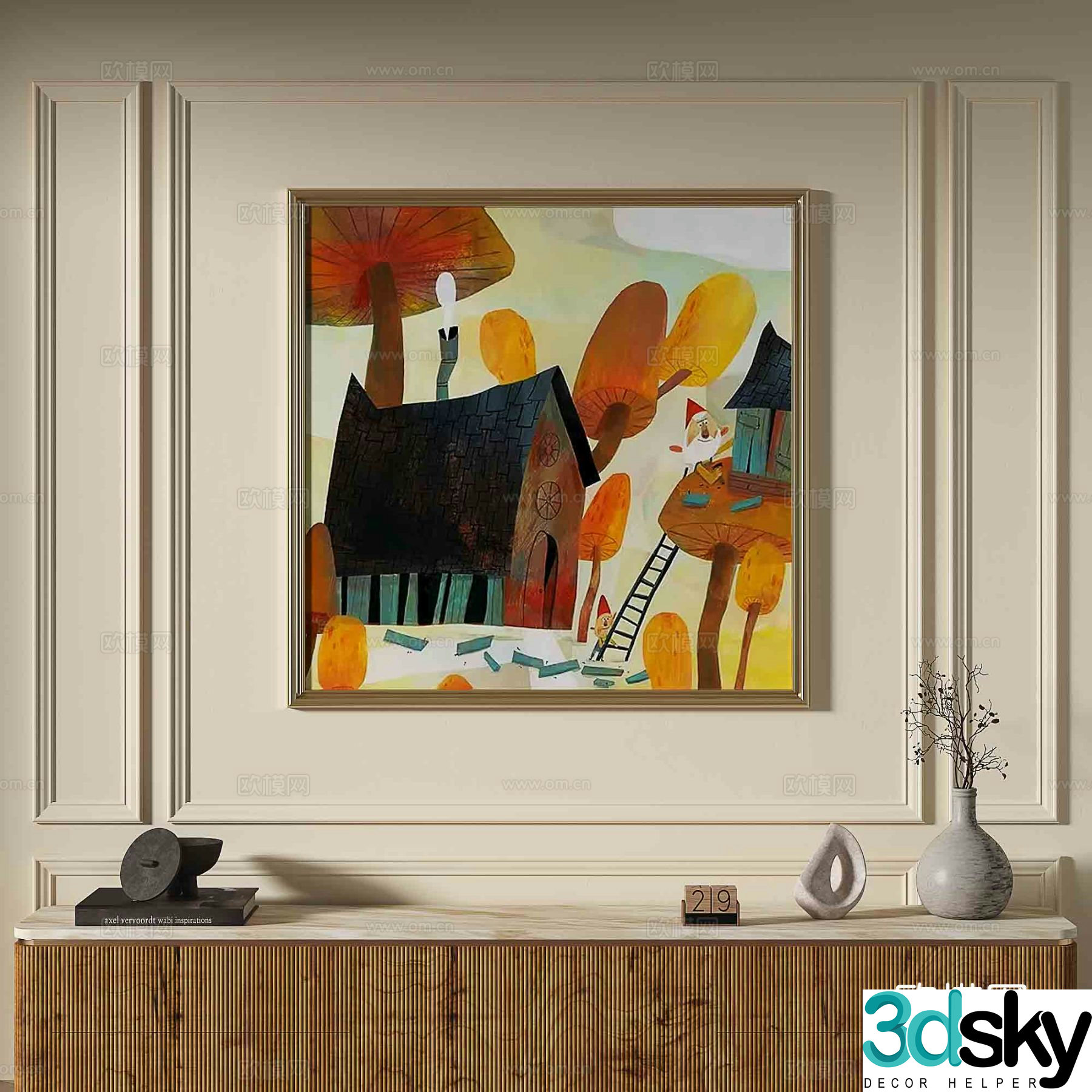 French abstract painting decorative painting 3d model