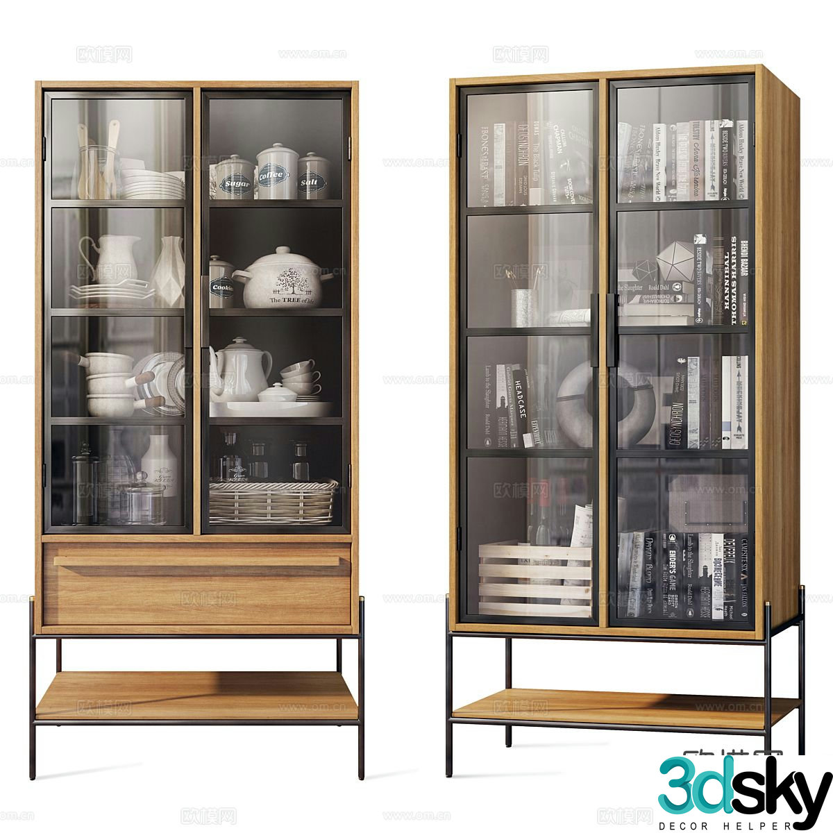 Modern bookcase display cabinet 3d model