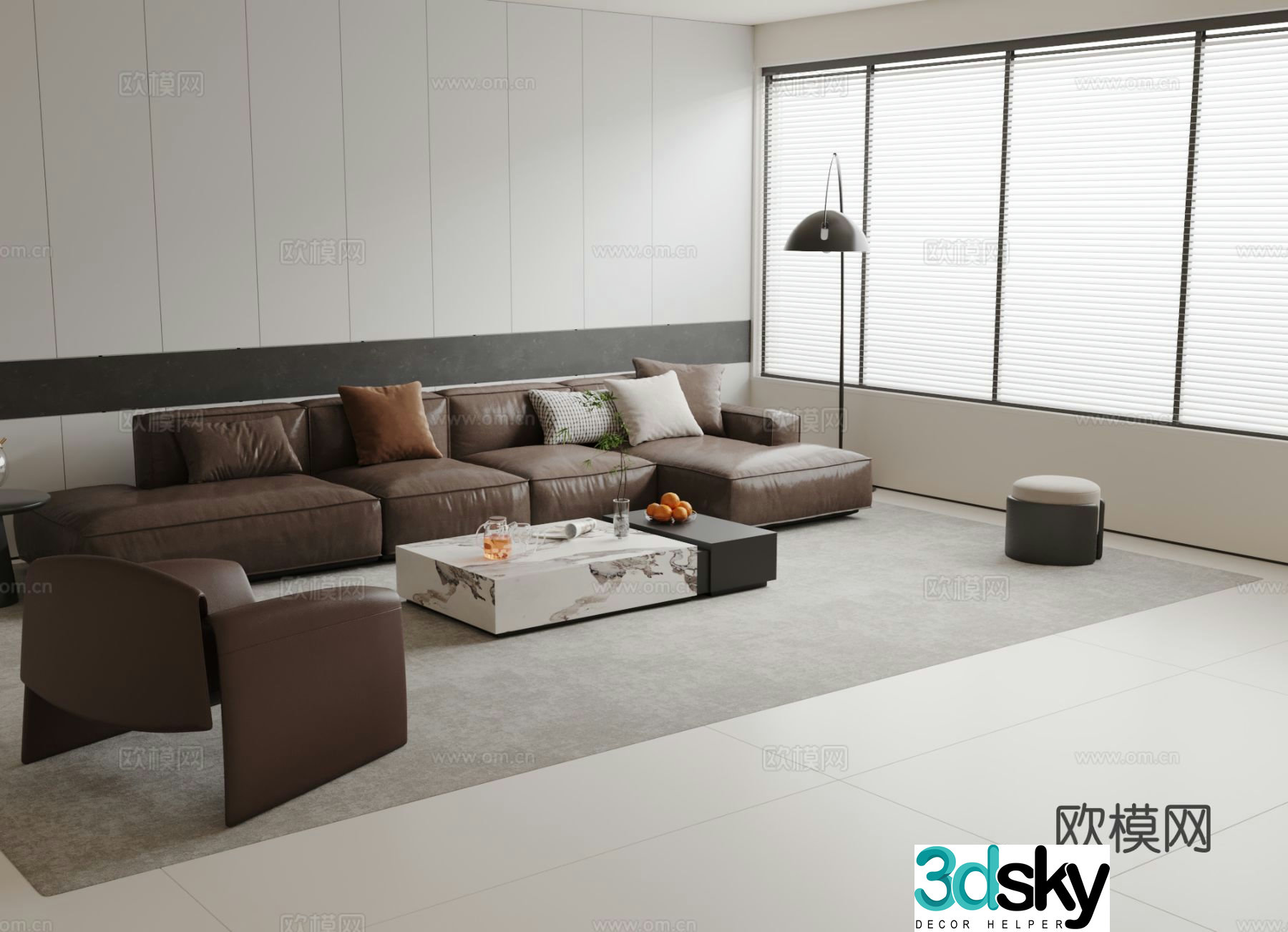 Modern leather sofa modular sofa 3d model