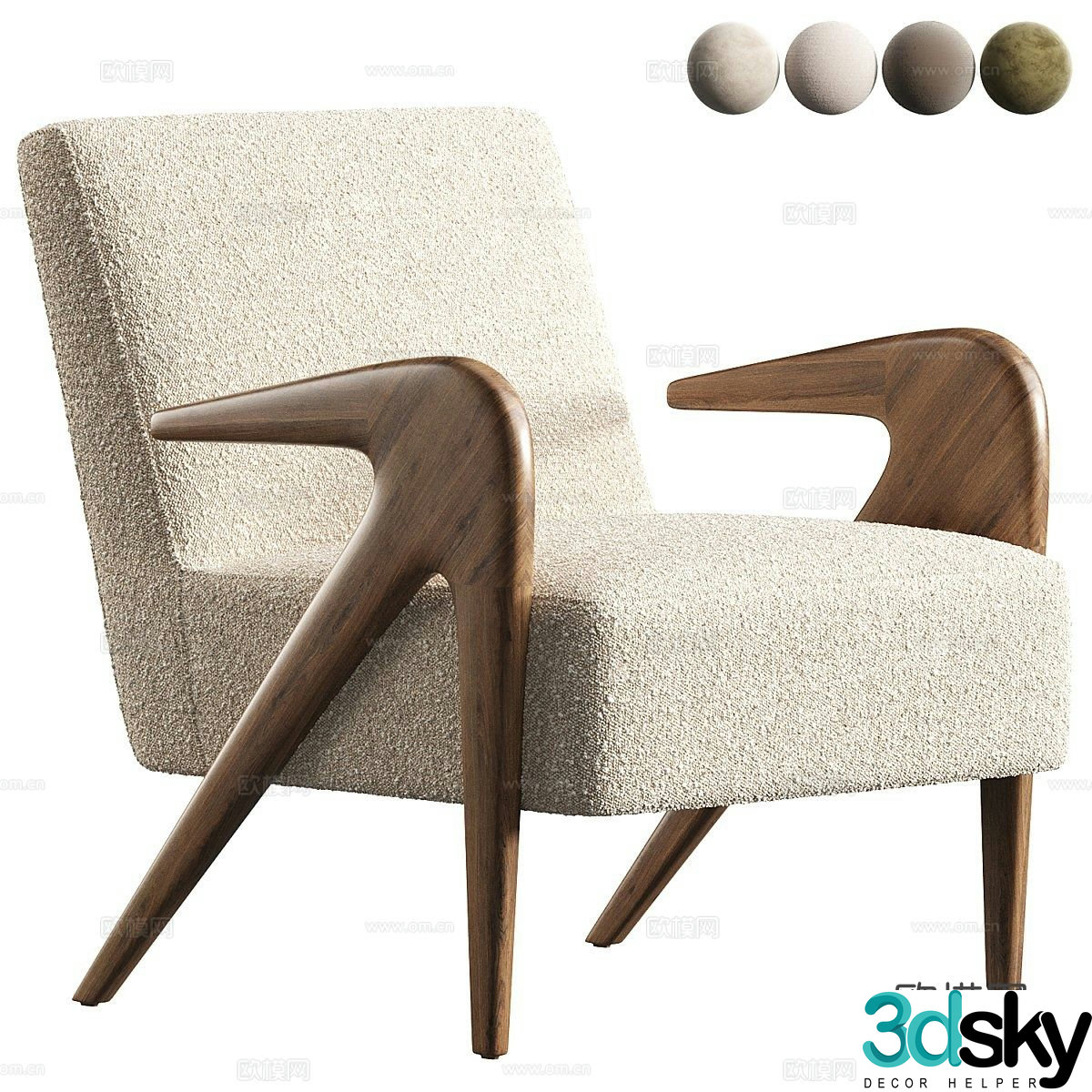 Wabi-sabi chair leisure chair sofa chair 3d model