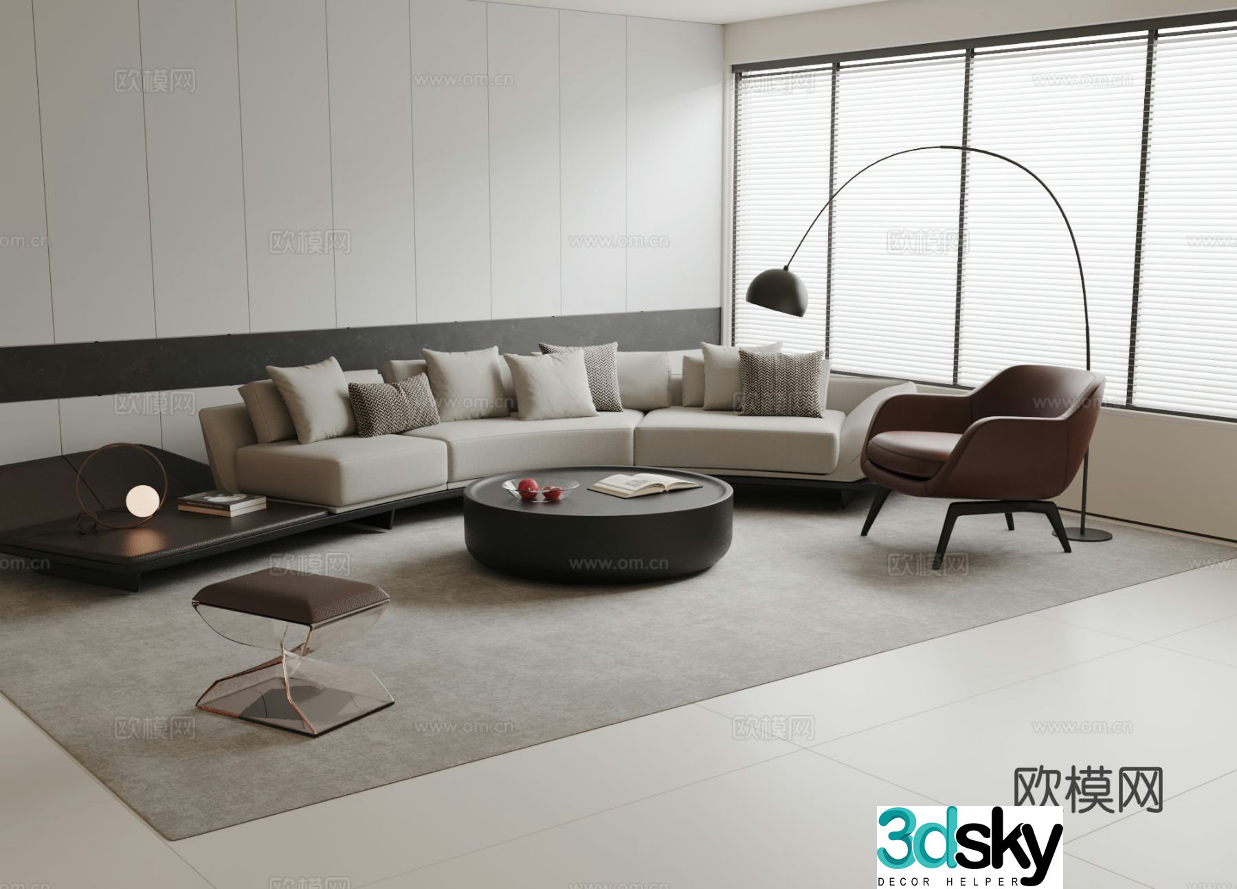 Modern curved sofa modular sofa 3d model