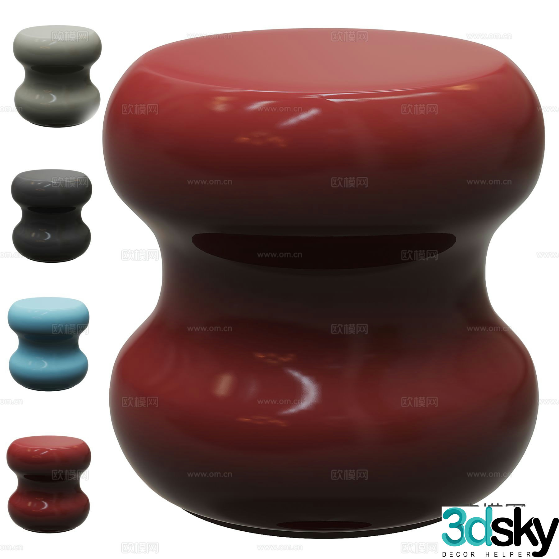 Painted stool low stool round stool small stool 3D model
