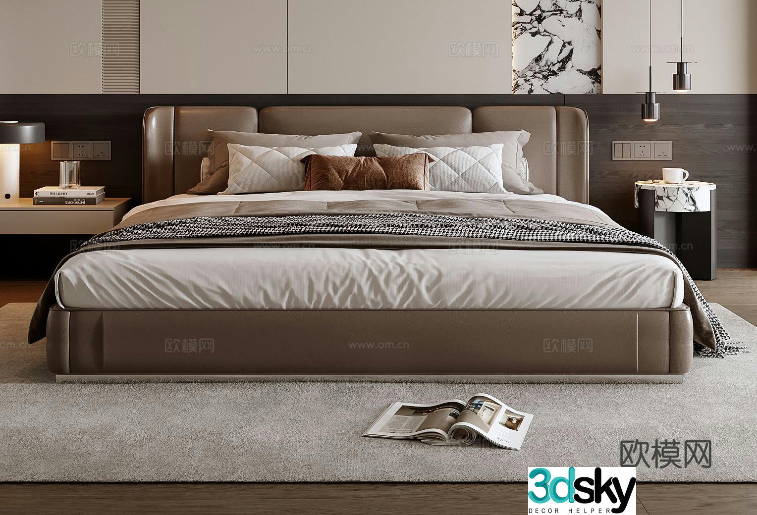 Italian double bed 3d model