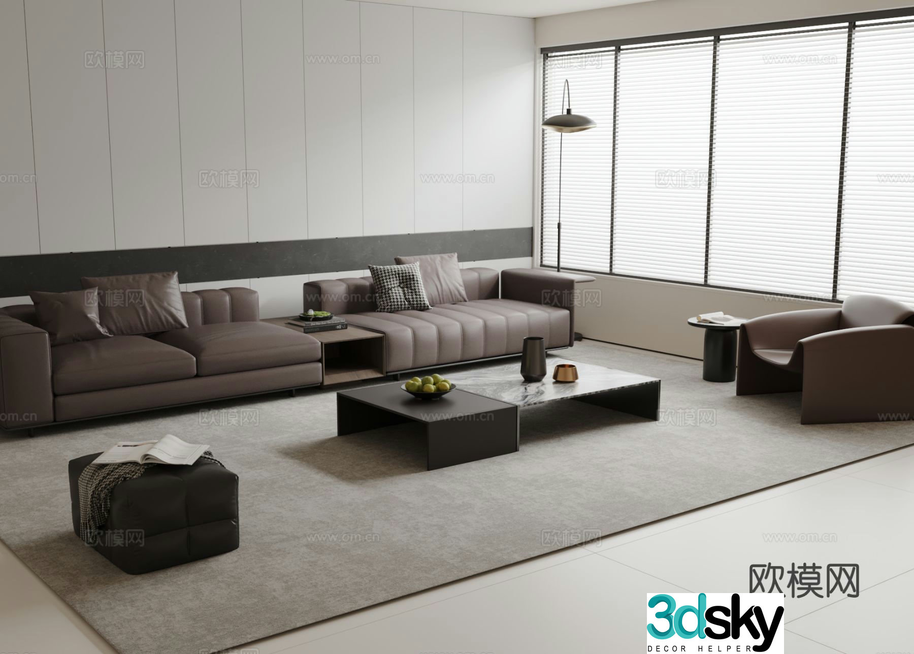Italian leather sofa modular sofa 3d model