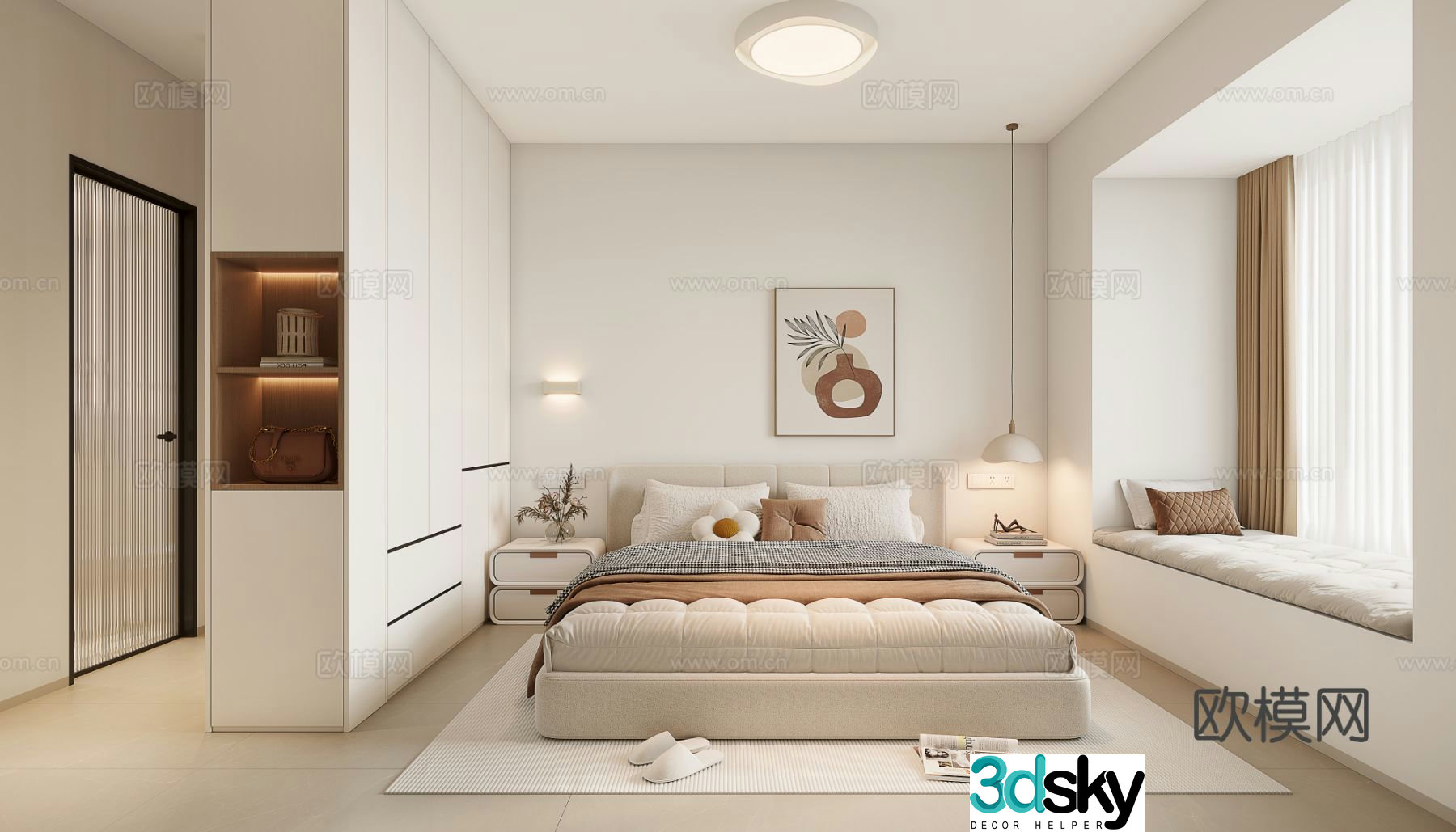 Cream style bedroom master bedroom 3d model