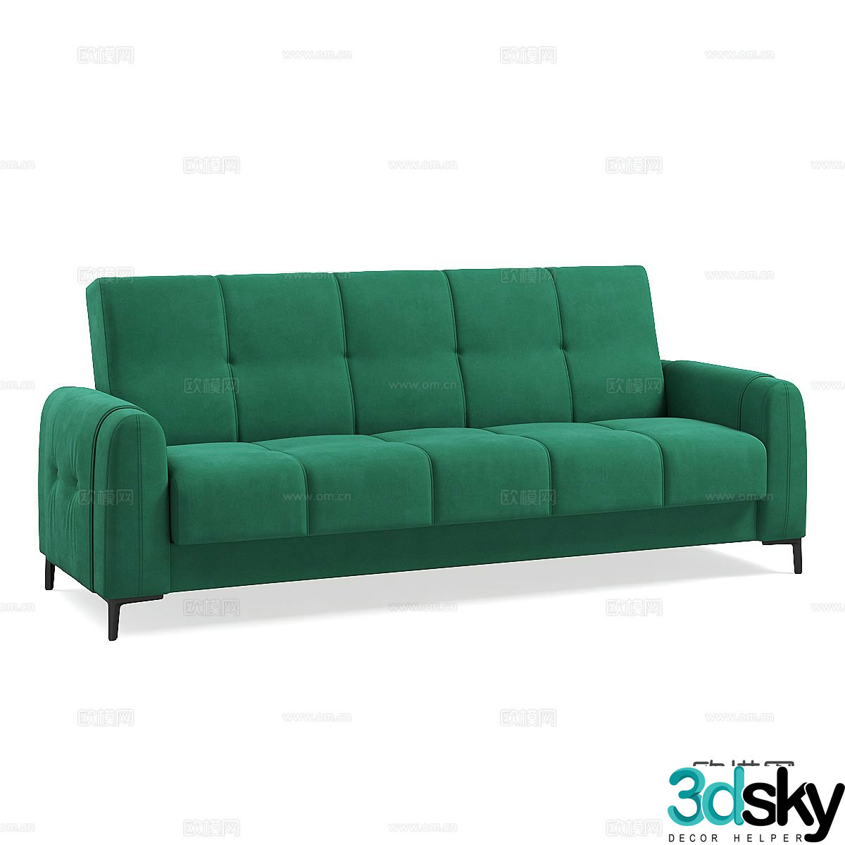 Modern multi-person sofa green sofa 3d model
