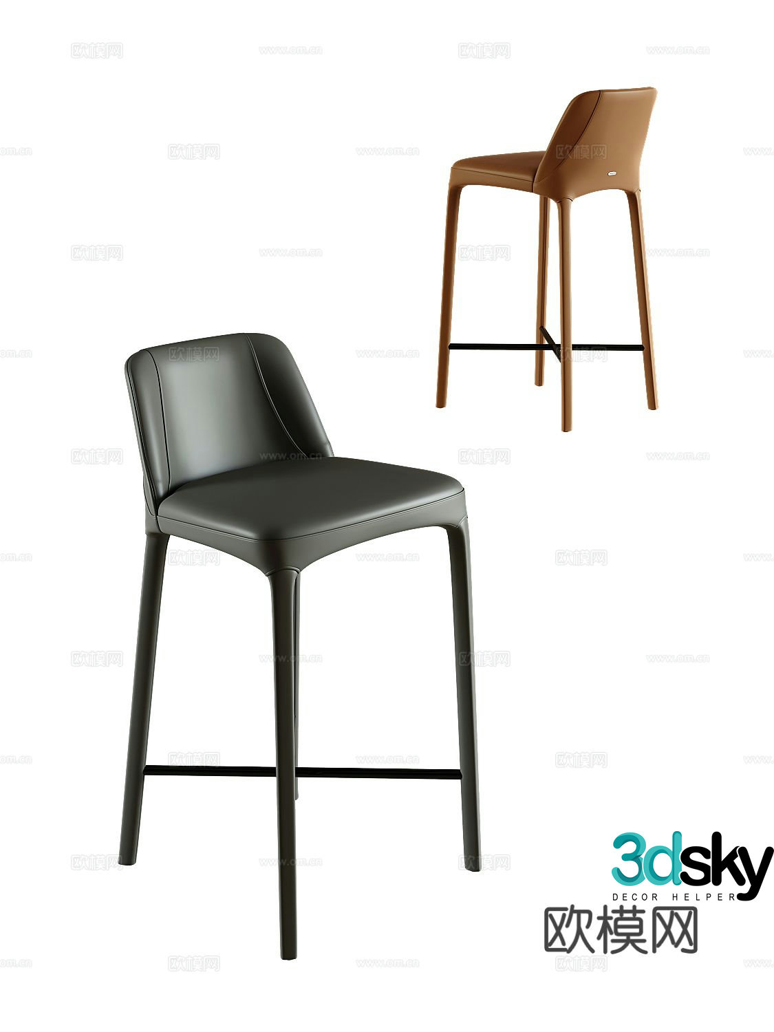 Modern bar stool bar stool high stool 3d model
