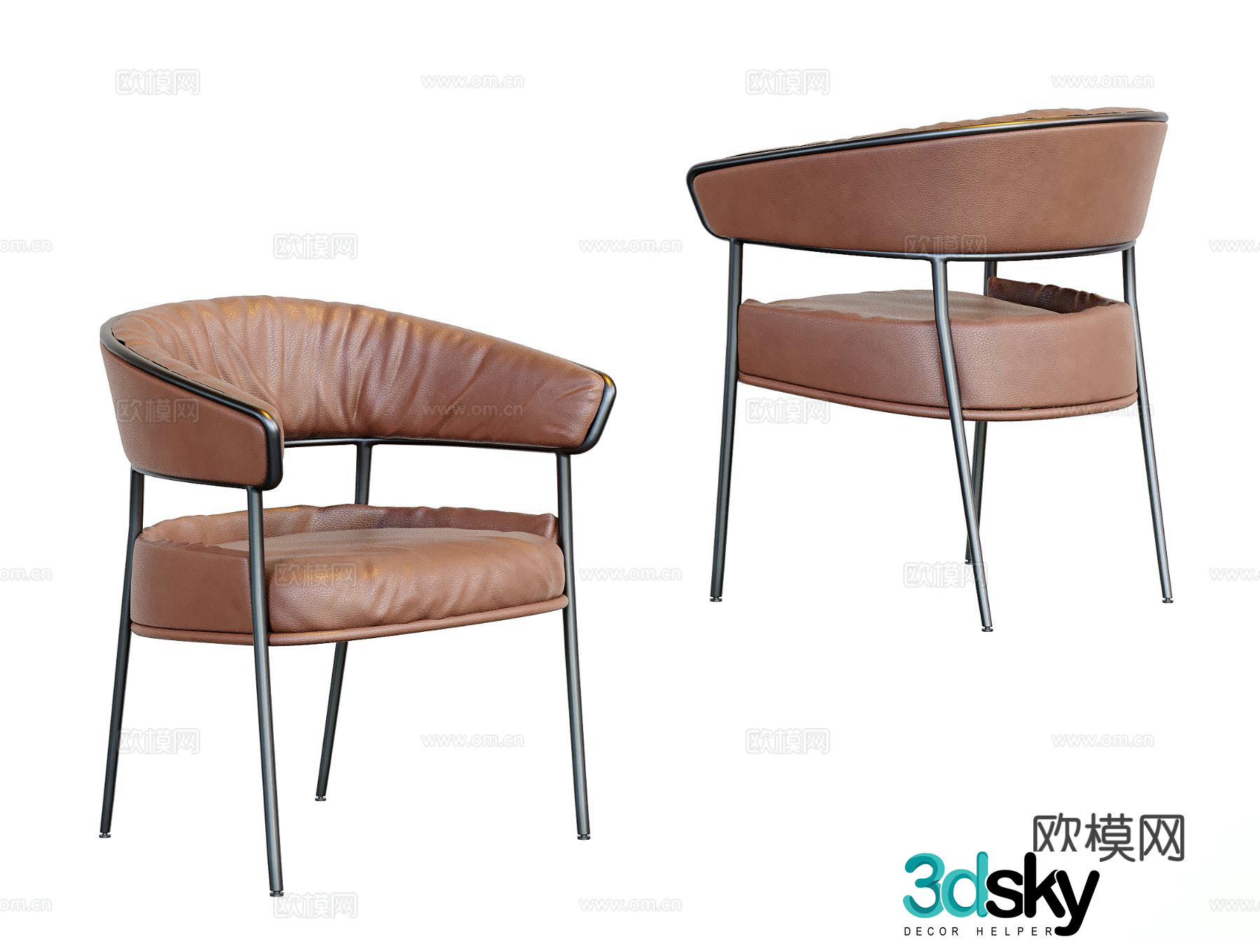 Modern single chair dining chair leisure chair armchair 3d model