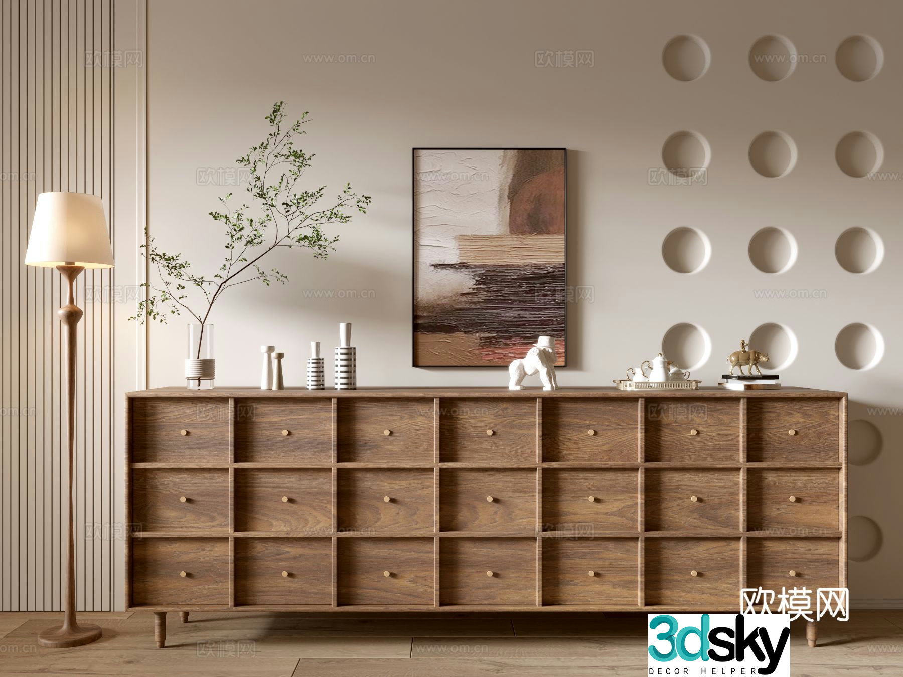 Wabi-sabi entrance cabinet 3d model