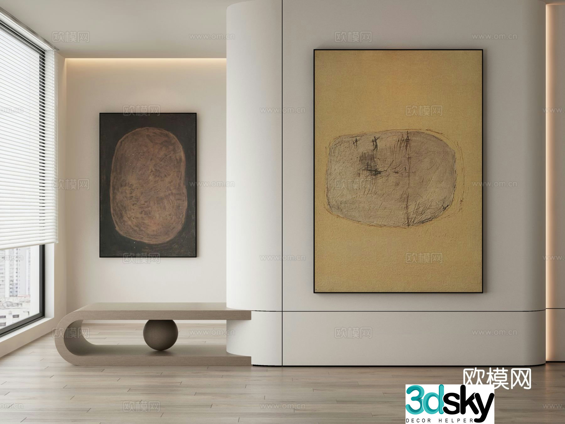 Modern texture painting decorative painting 3d model