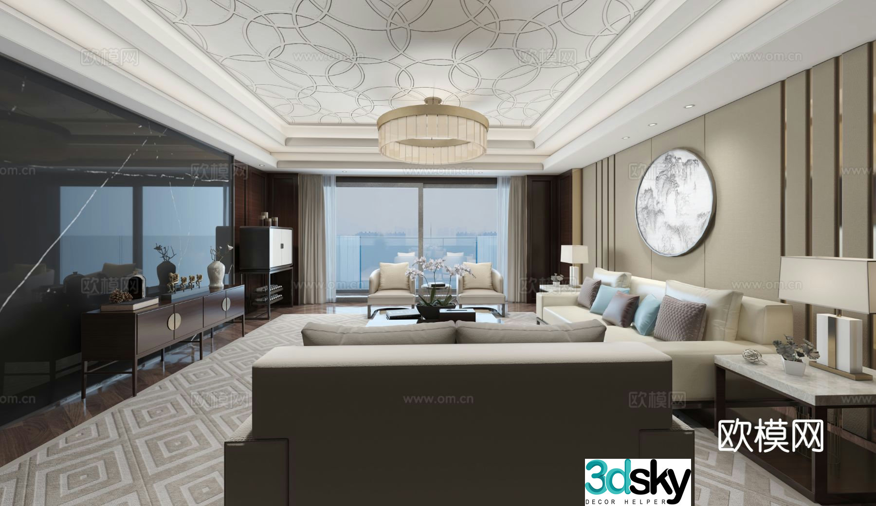New Chinese style living room 3d model