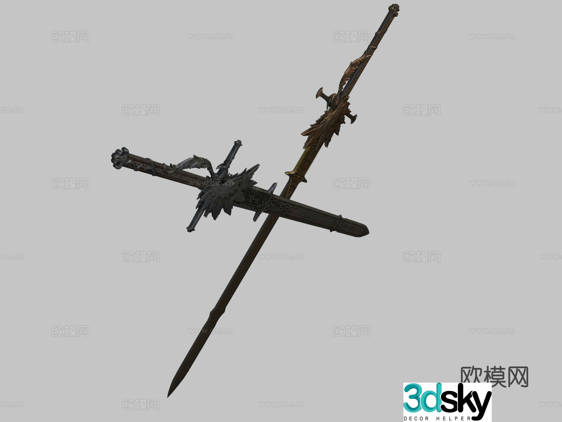 Phoenix sword medieval dark fantasy sword 3d model
