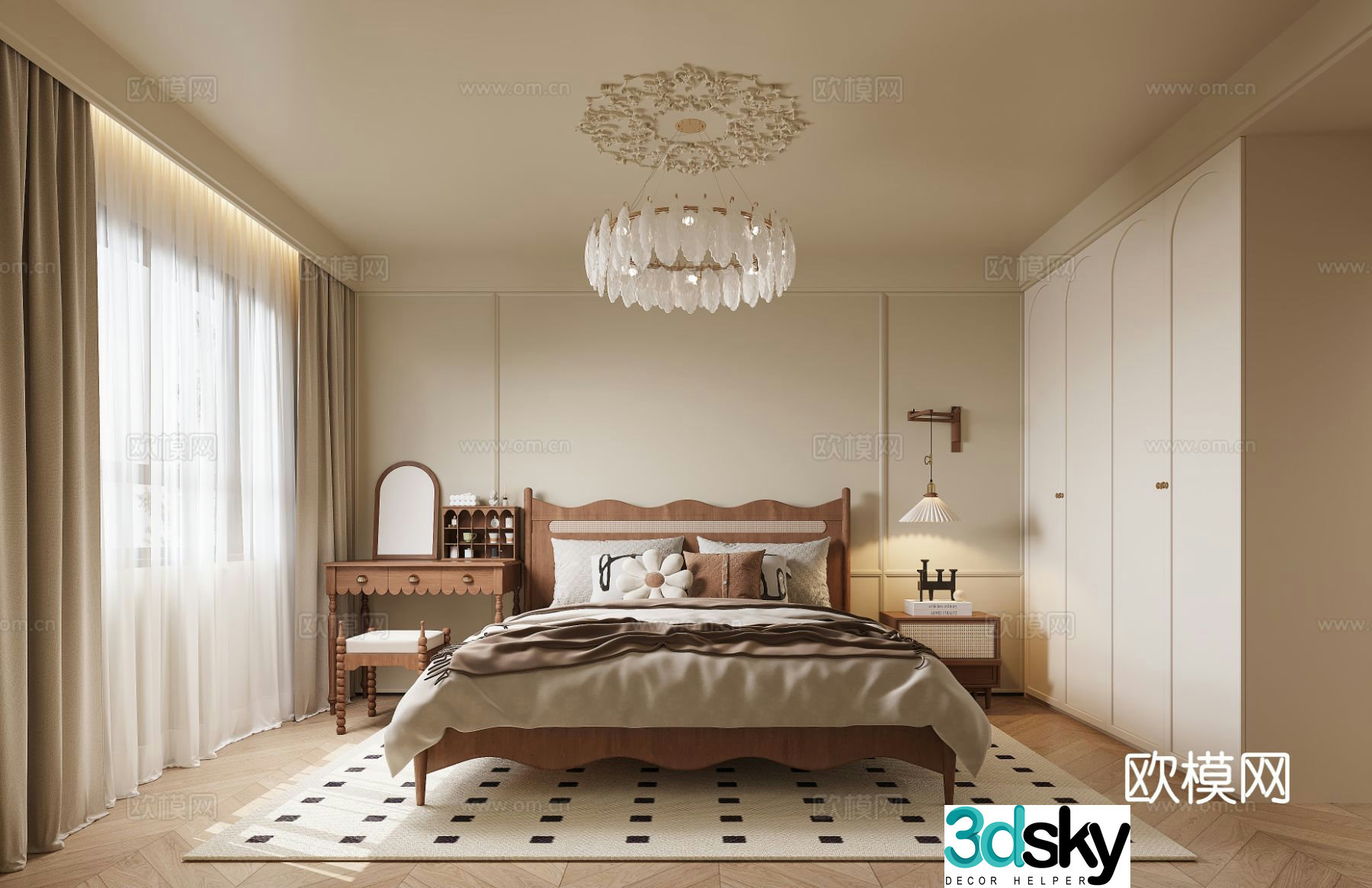 Cream style bedroom master bedroom 3d model