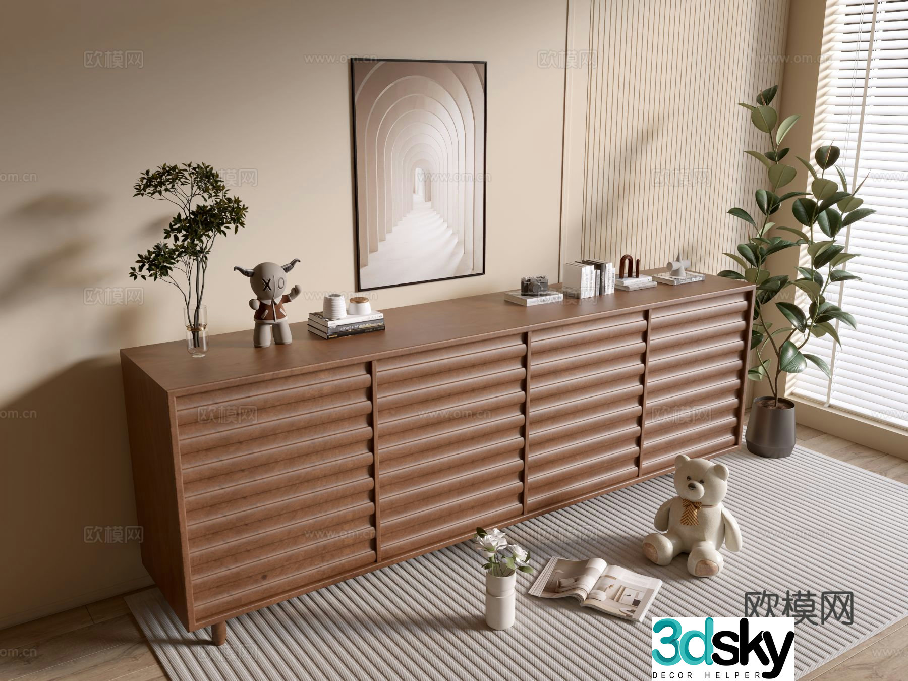 Wabi-sabi entrance cabinet 3d model