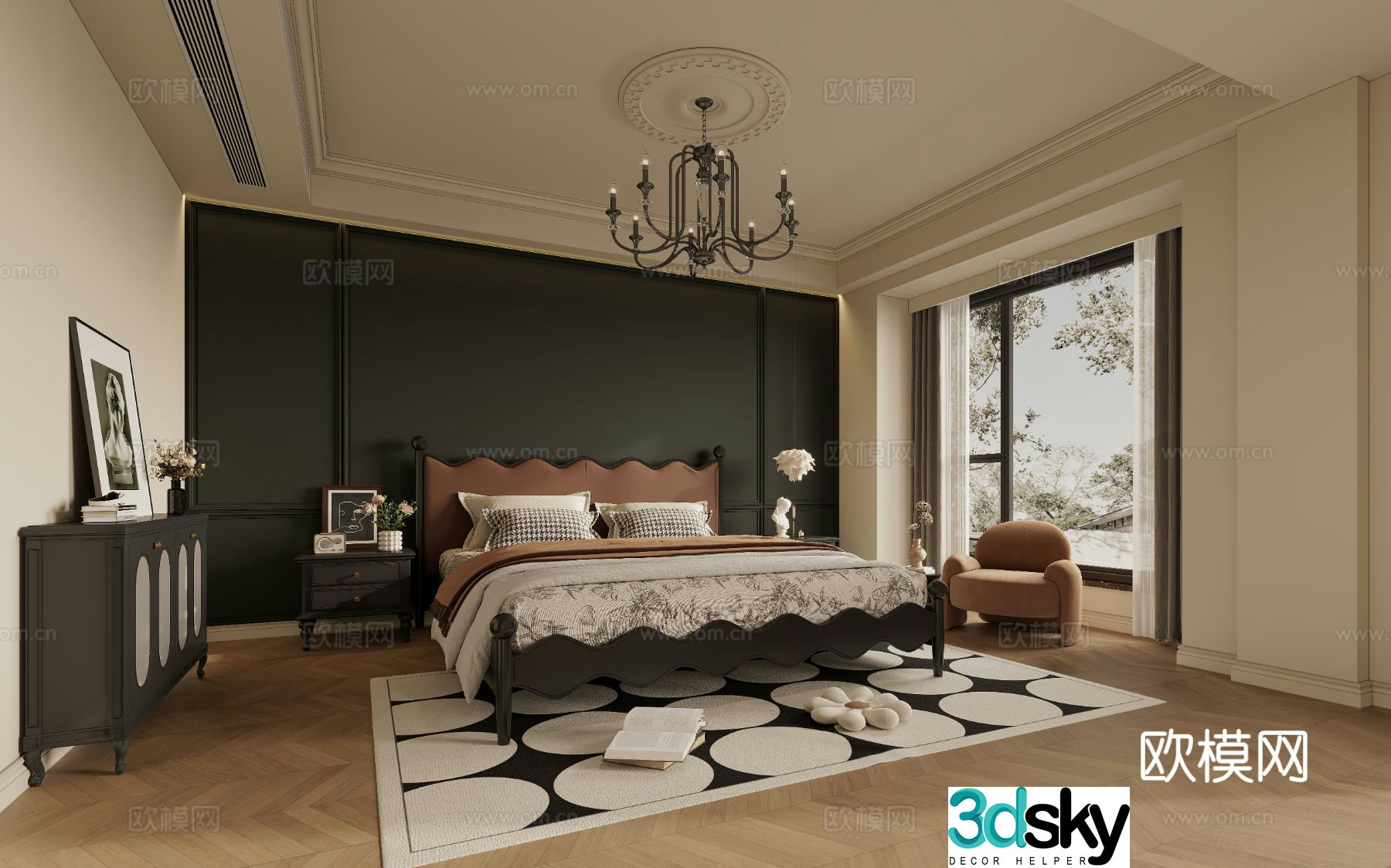 French retro bedroom master bedroom 3d model