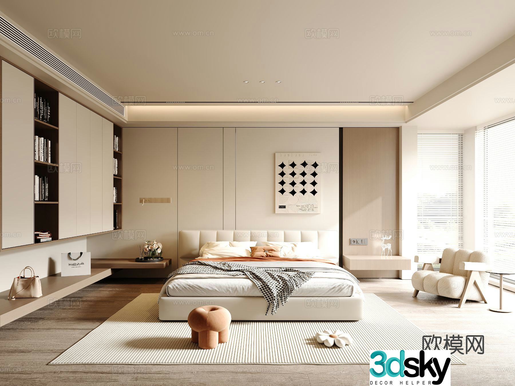 Cream style bedroom master bedroom 3d model