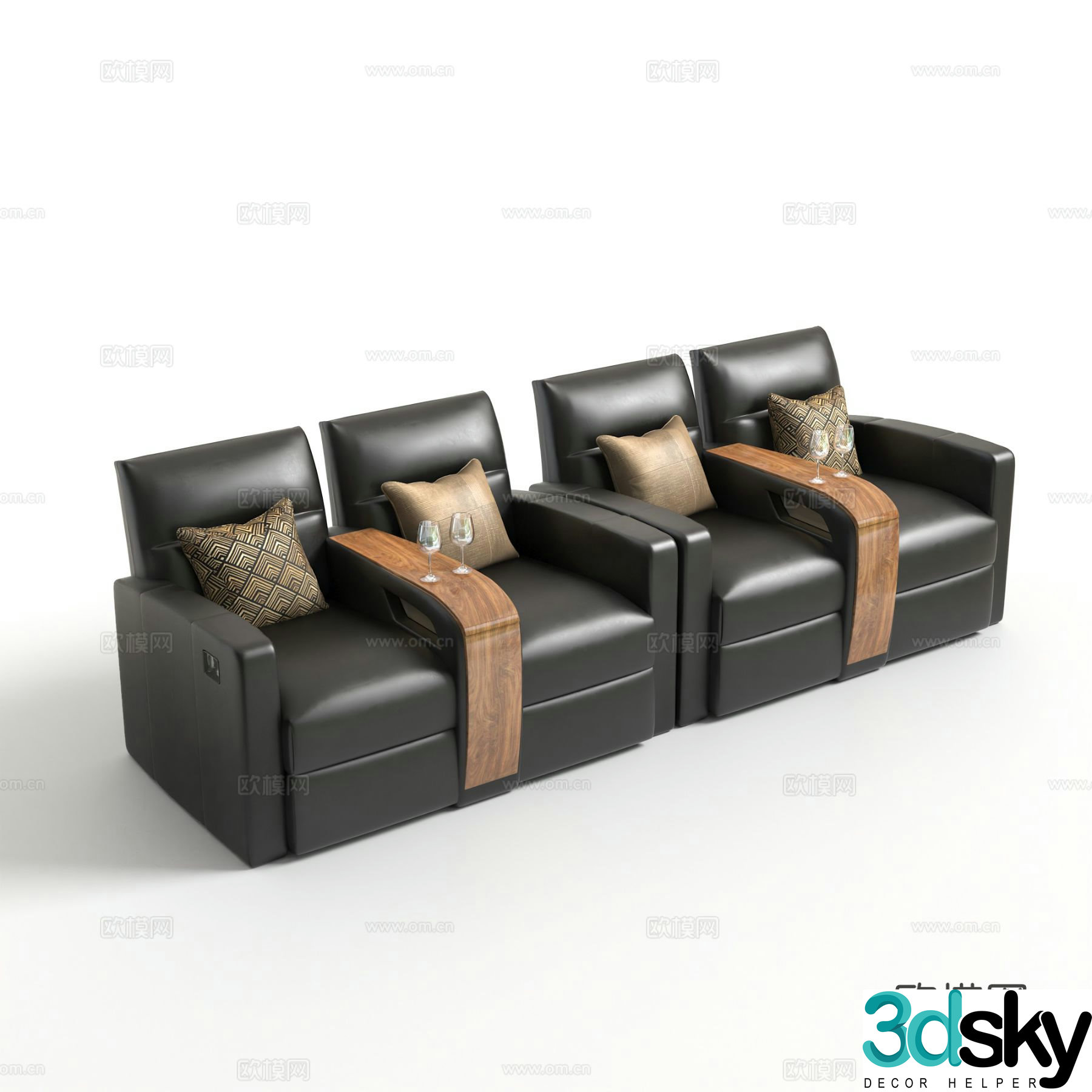 Cinema sofa video room sofa theater row sofa 3D model