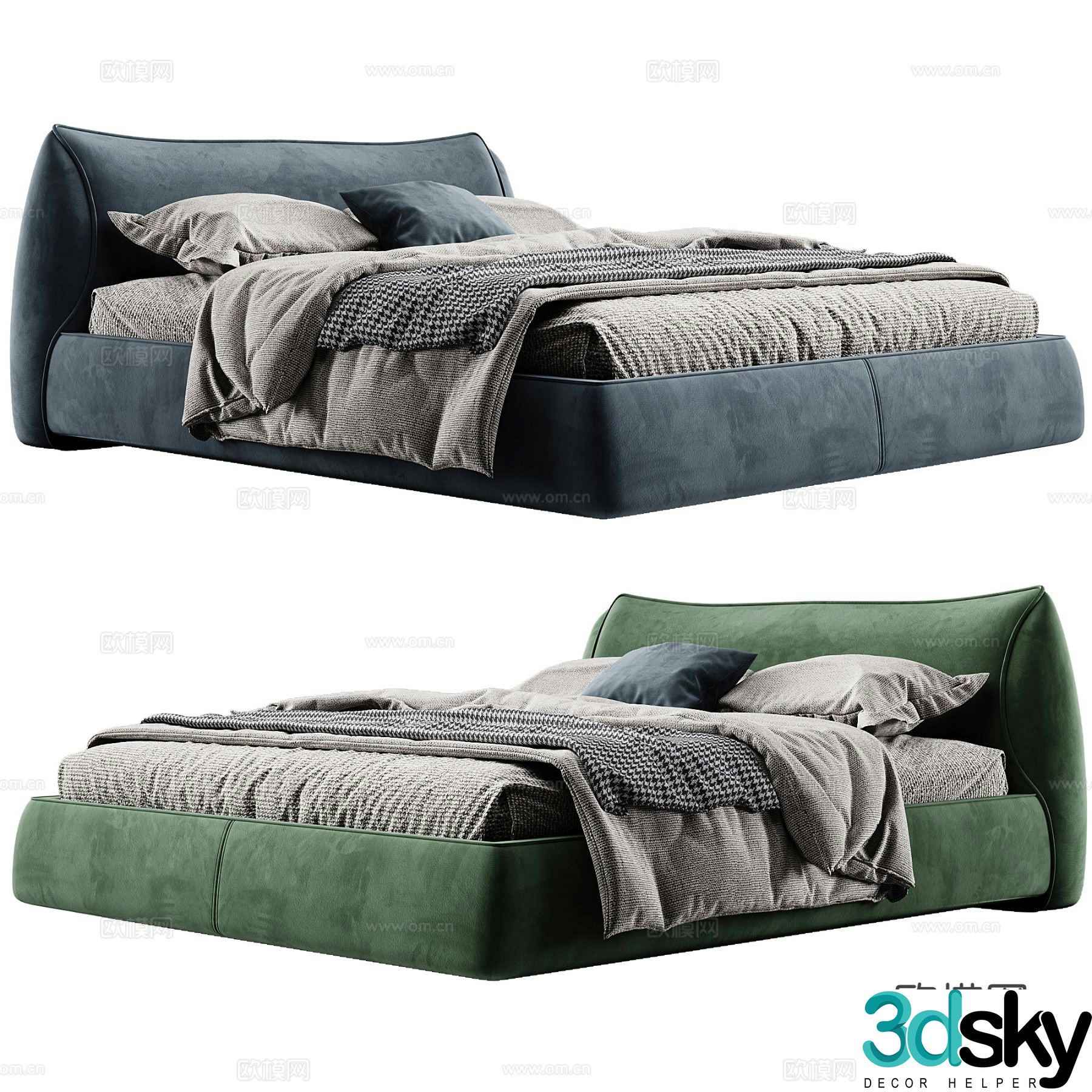 Modern double bed 3d model