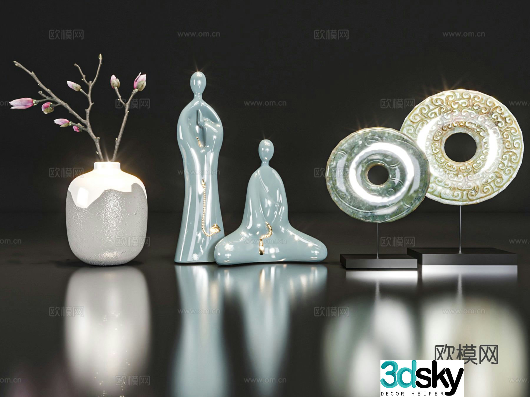 New Chinese style jewelry ornaments Zen sculpture 3D model