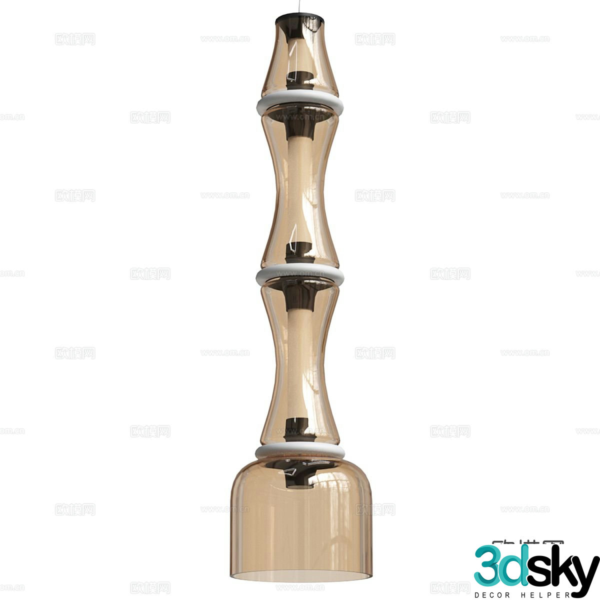 Modern glass chandelier bamboo chandelier 3d model