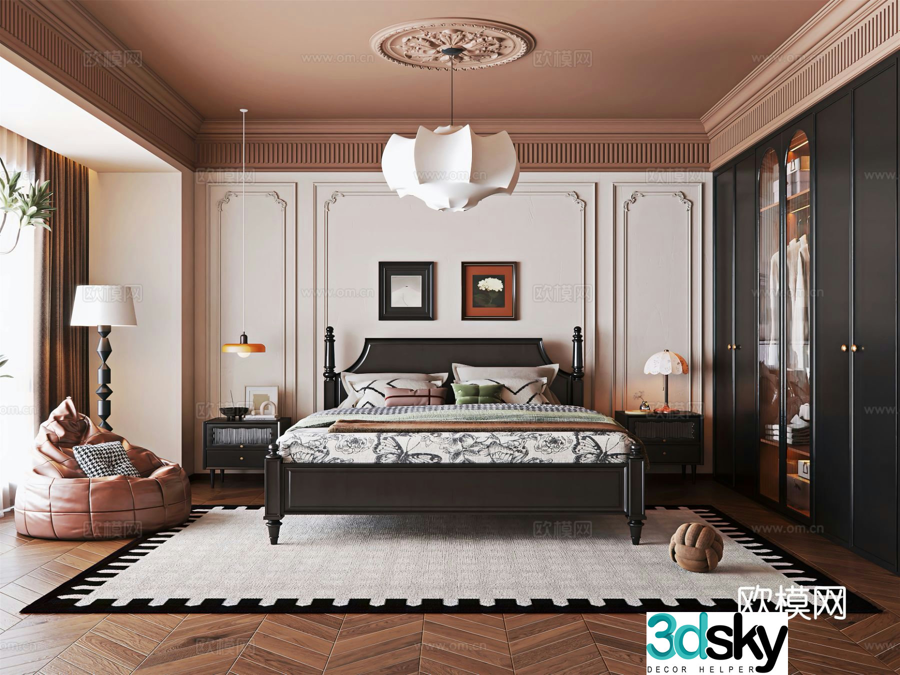 Medieval style bedroom master bedroom 3d model