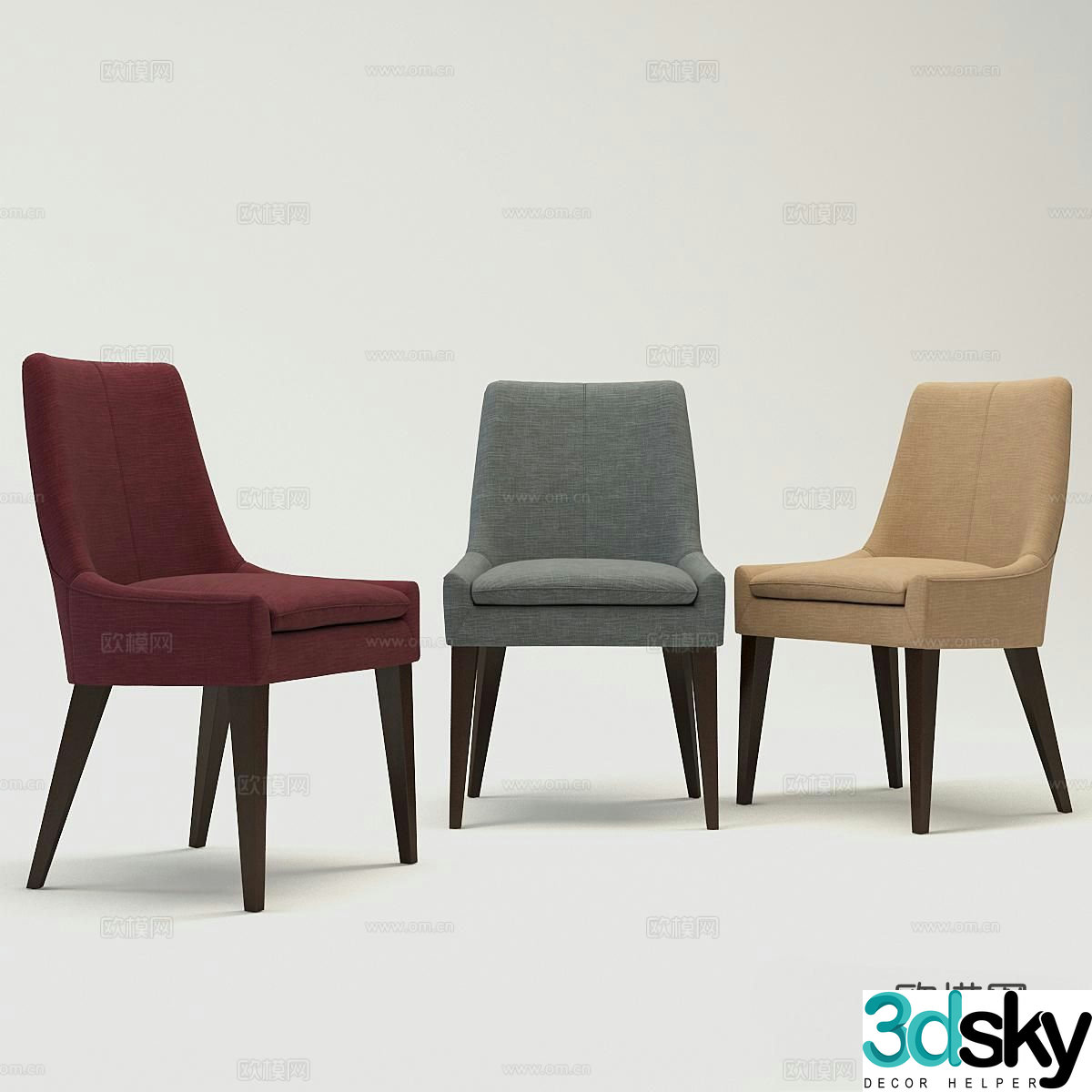 Cate Italian side chair dining chair chair 3d model