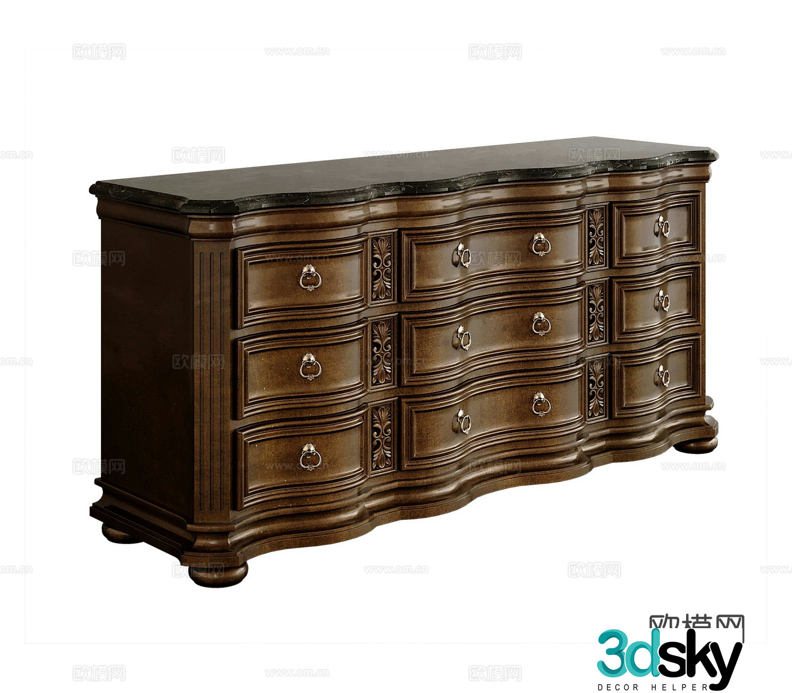 American entryway cabinet 3D model