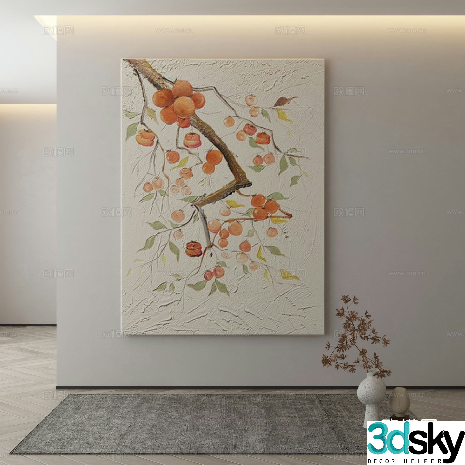 Modern texture painting decorative painting 3d model
