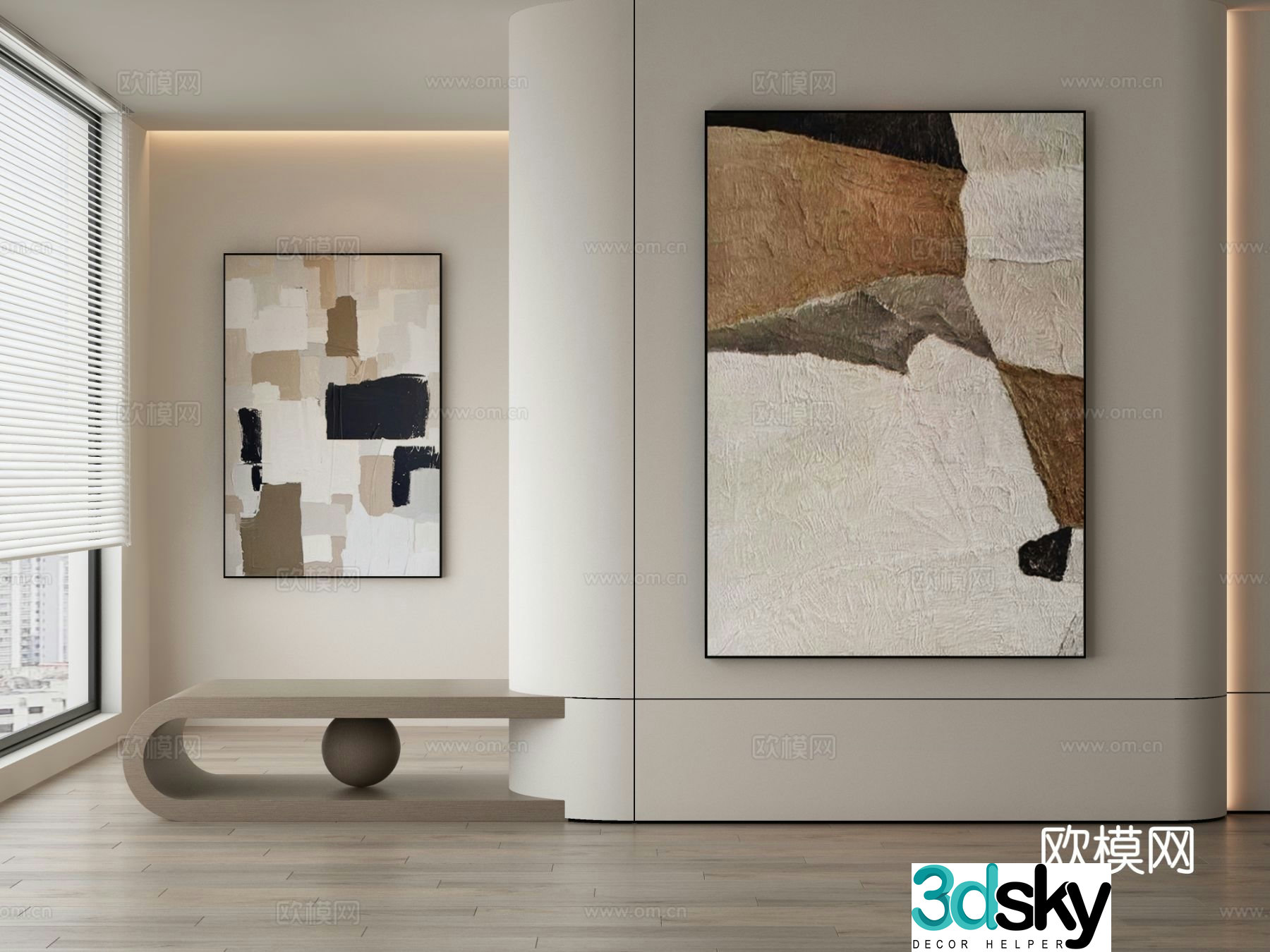 Modern texture painting decorative painting 3d model