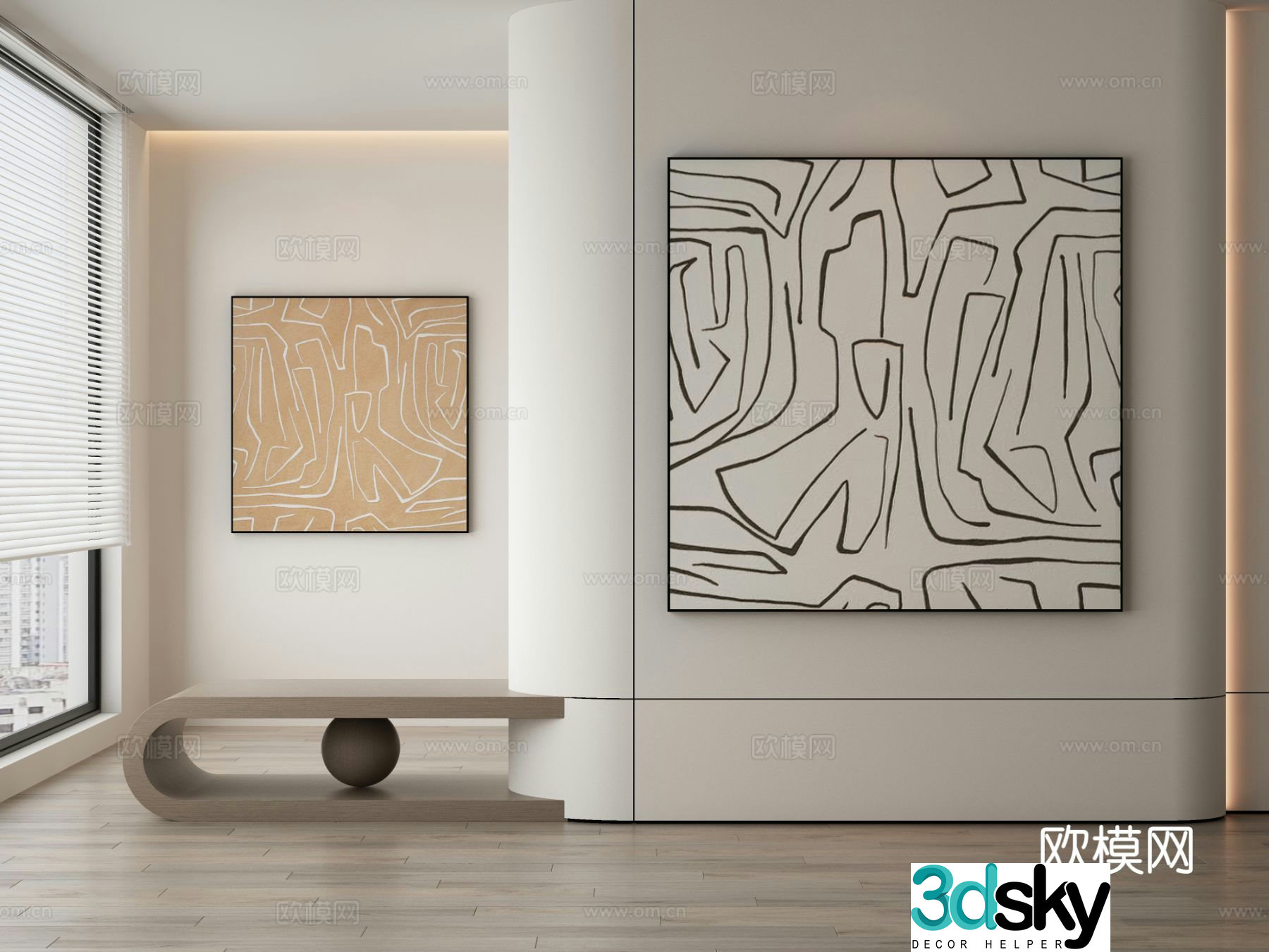 Modern texture painting decorative painting 3d model