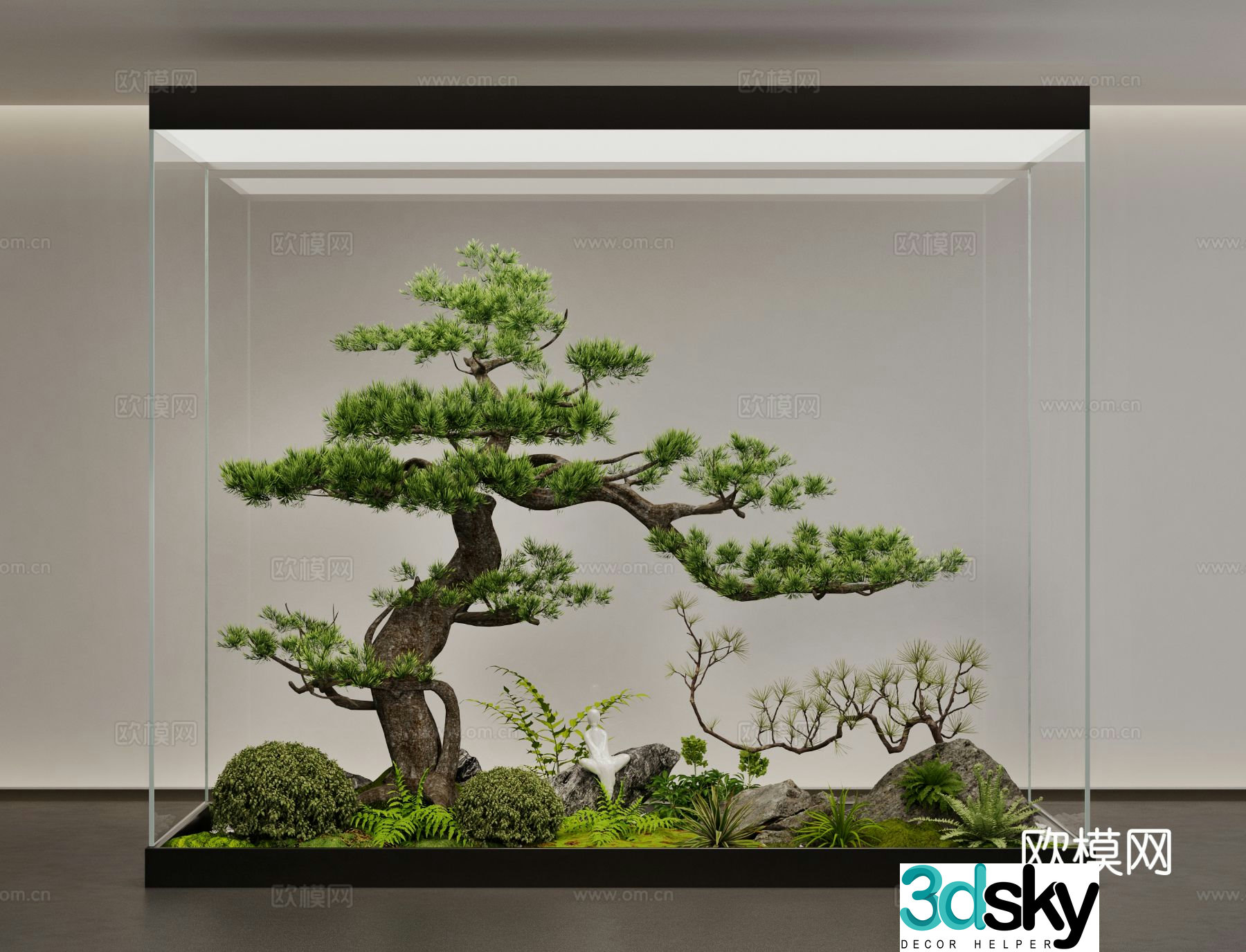New Chinese style landscaping pine sketch 3D model