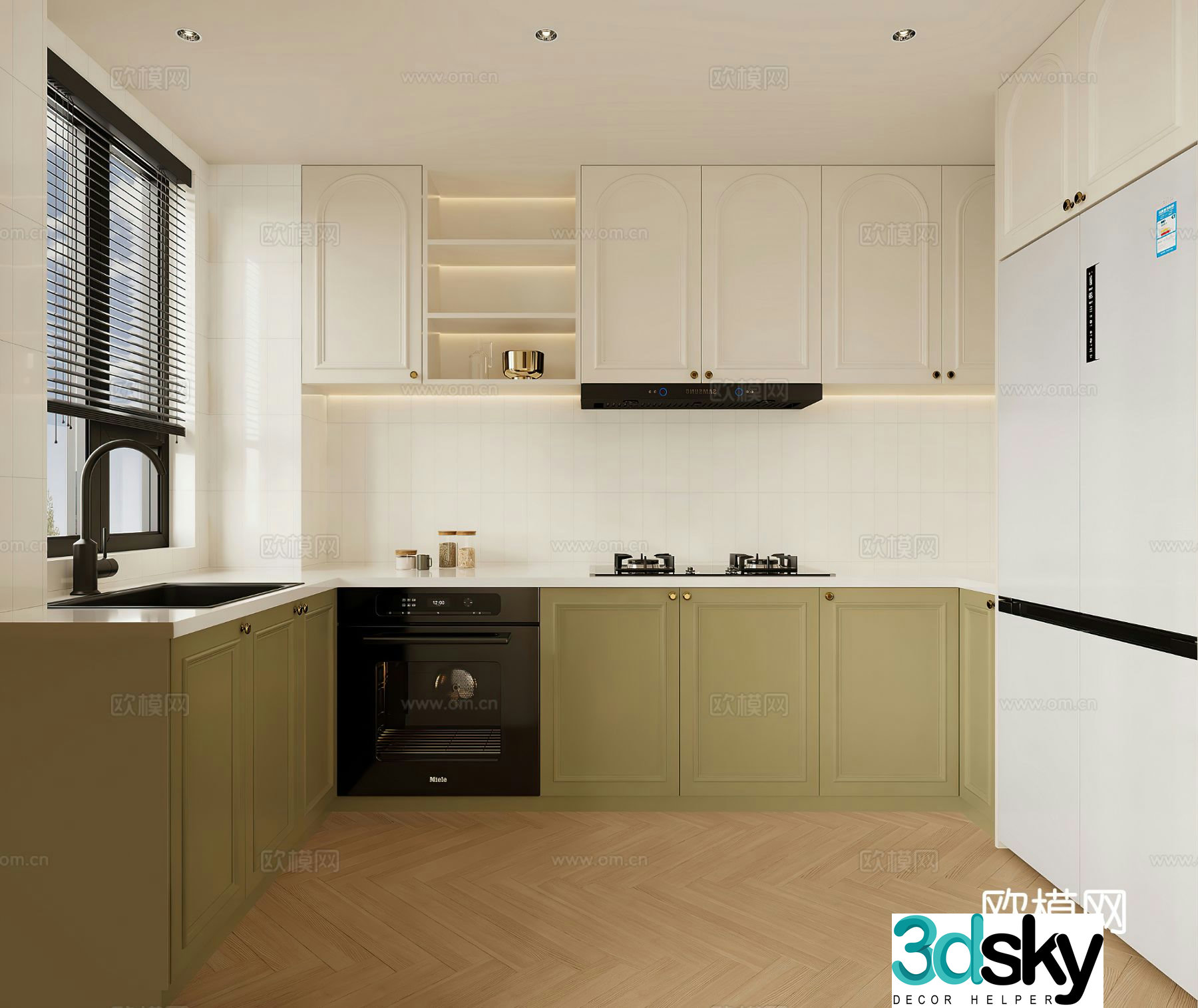 Cream style kitchen 3d model