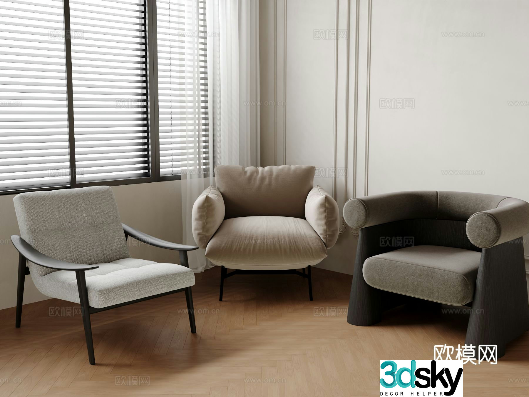 Single chair dining chair sofa chair 3d model