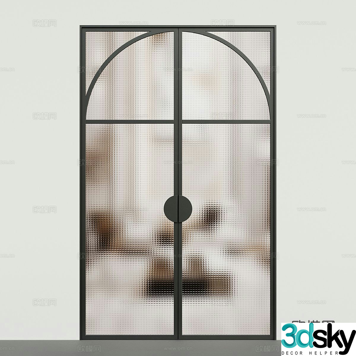 Glass door kitchen door sliding door 3d model