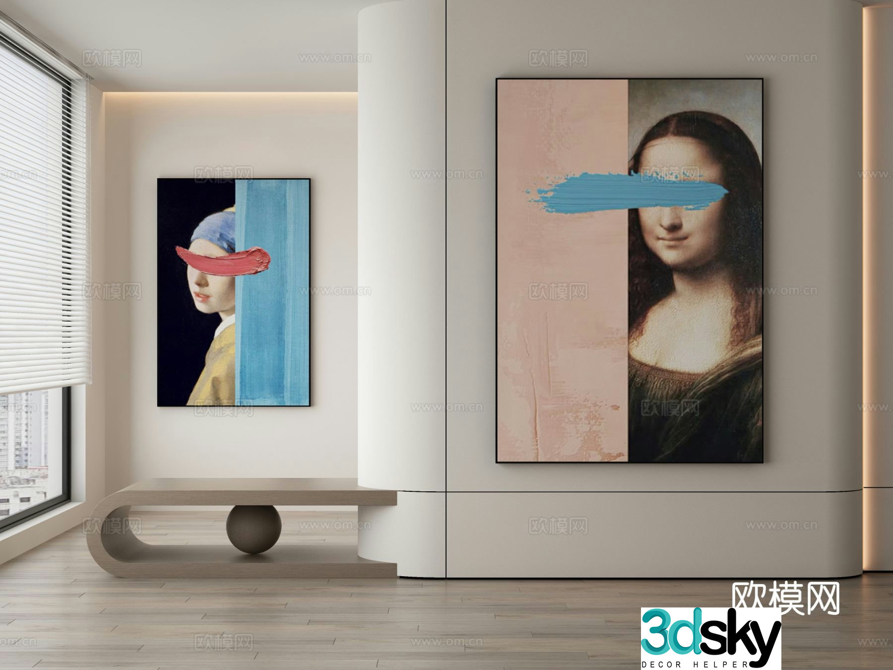 Modern figure painting decorative painting 3d model
