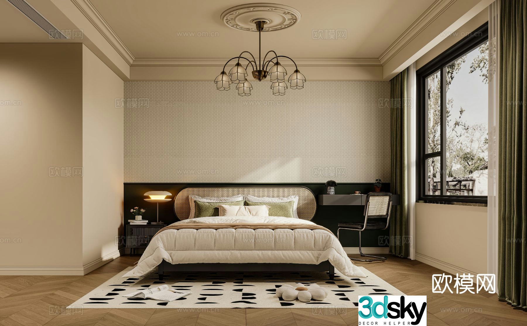 French retro bedroom master bedroom 3d model