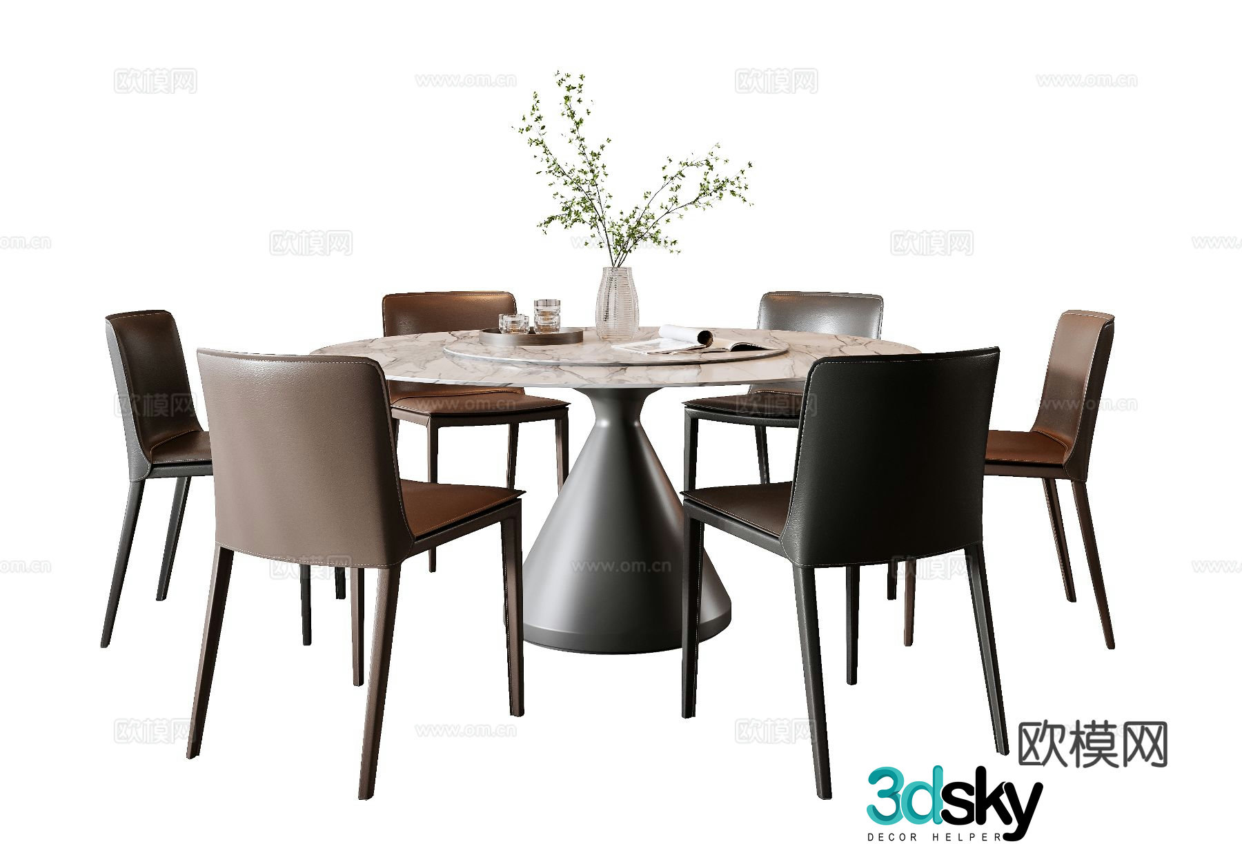 Italian dining table and chairs 3d model