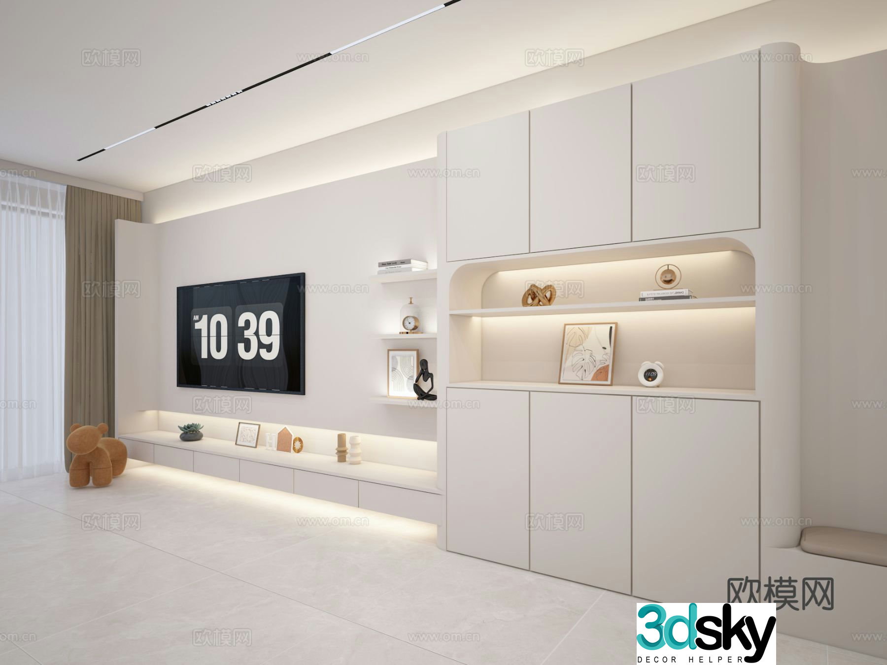 Modern TV wall integrated cabinet TV cabinet 3D model