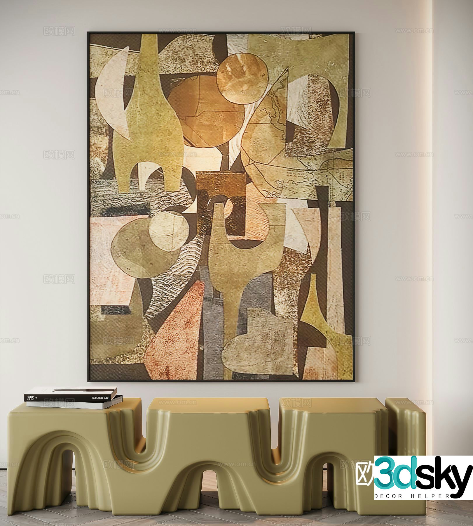 Modern texture painting decorative painting 3d model