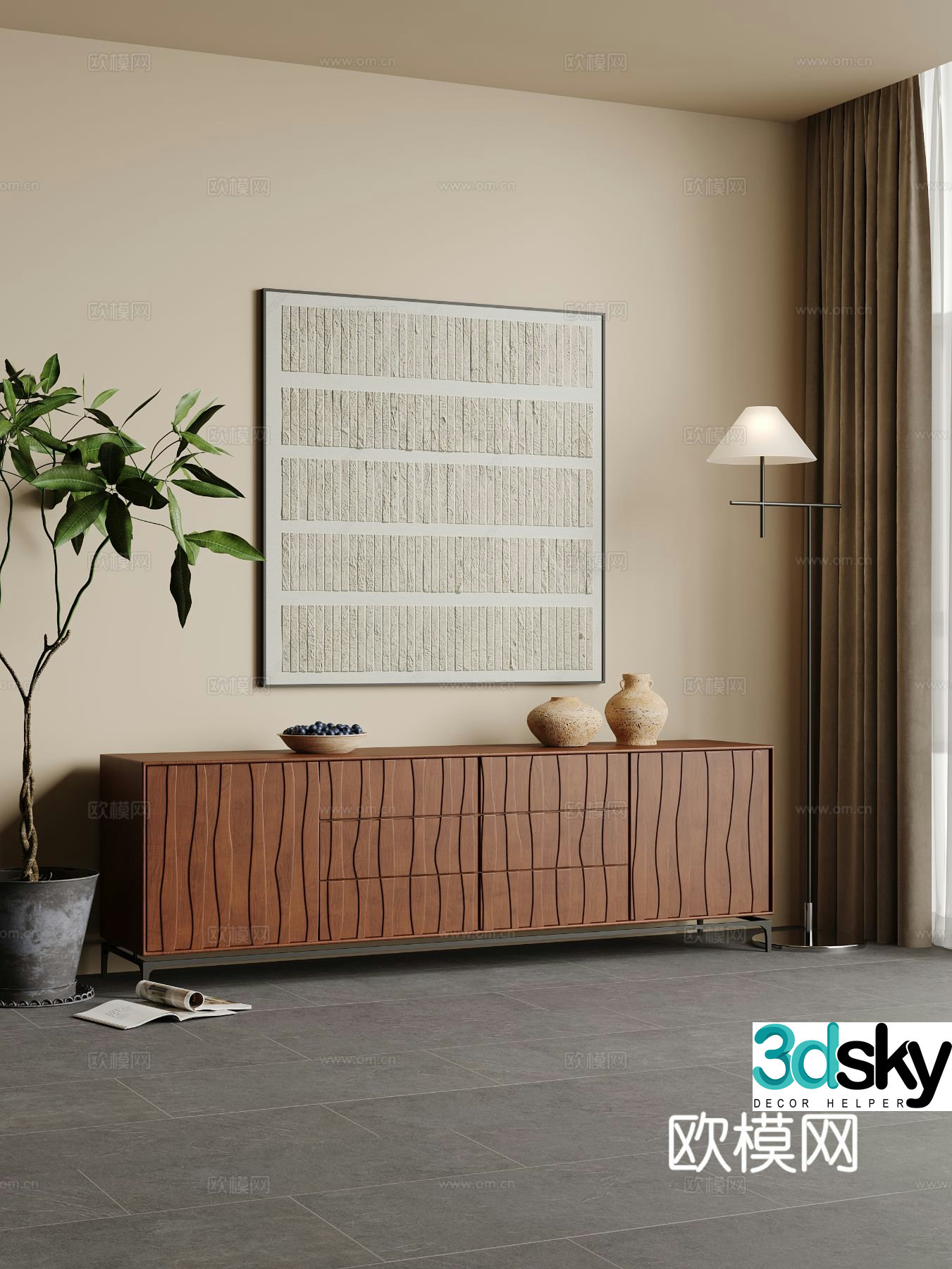 Medieval style TV cabinet 3D model