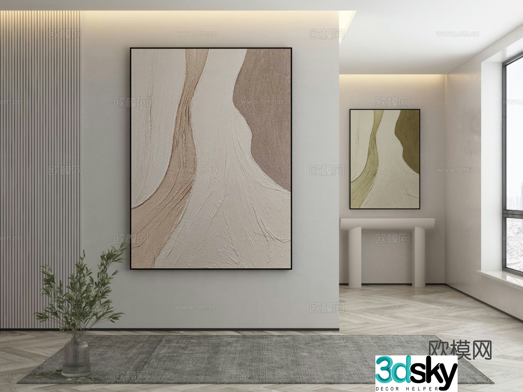 Modern texture painting decorative painting 3d model