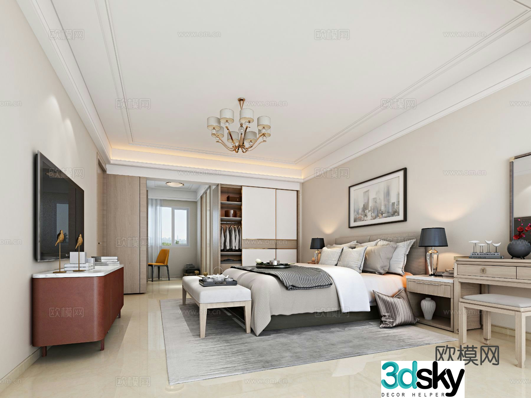 Modern bedroom master bedroom 3d model